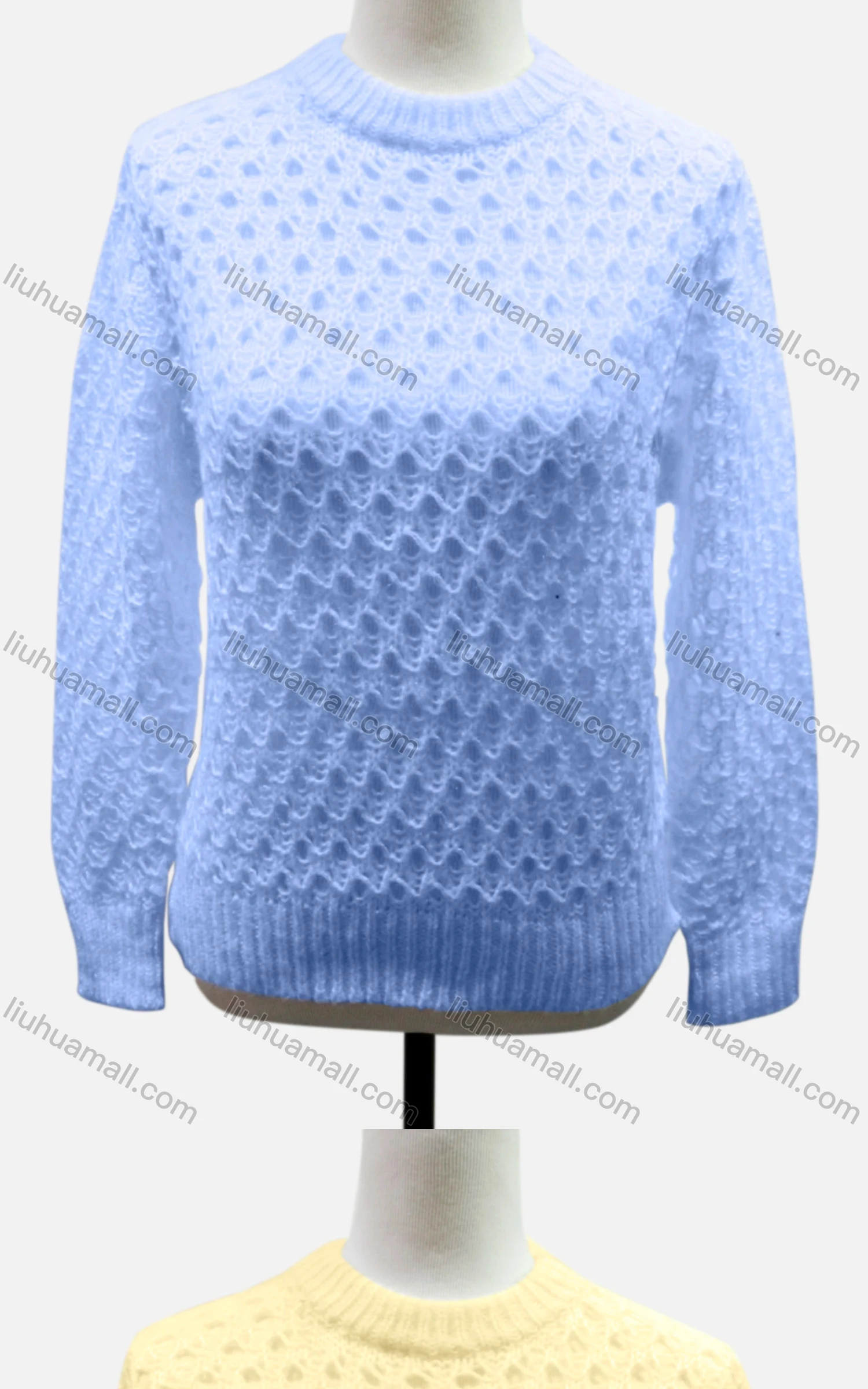 Wholesale Women's Casual Crew Neck Long Sleeve Plain Knit Sweater 60460# - Liuhuamall