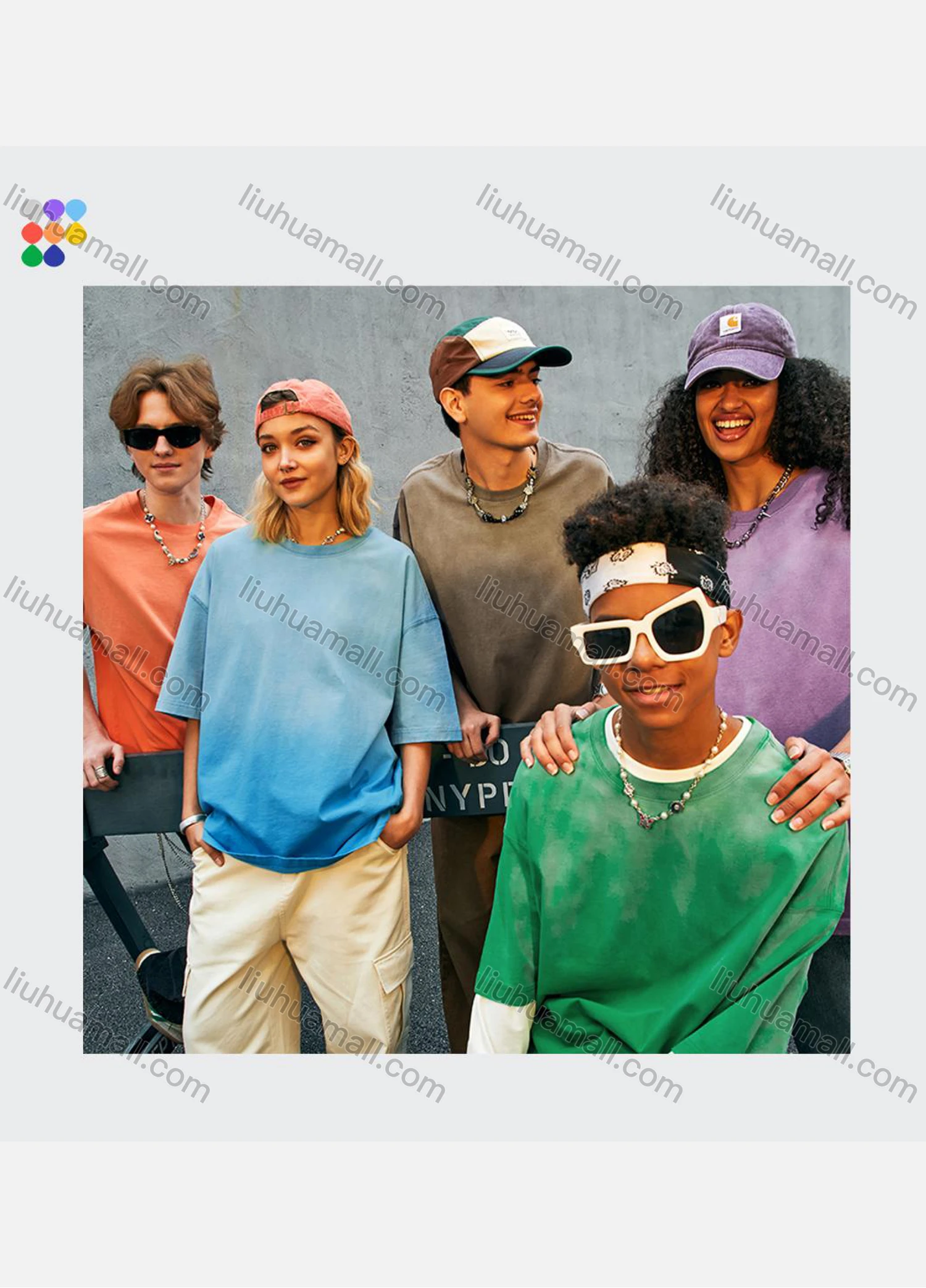 Wholesale Men's Gradient Distressed Round Neck Short Sleeve Unisex Heavyweight Washed T-Shirts 2457S23# - Liuhuamall