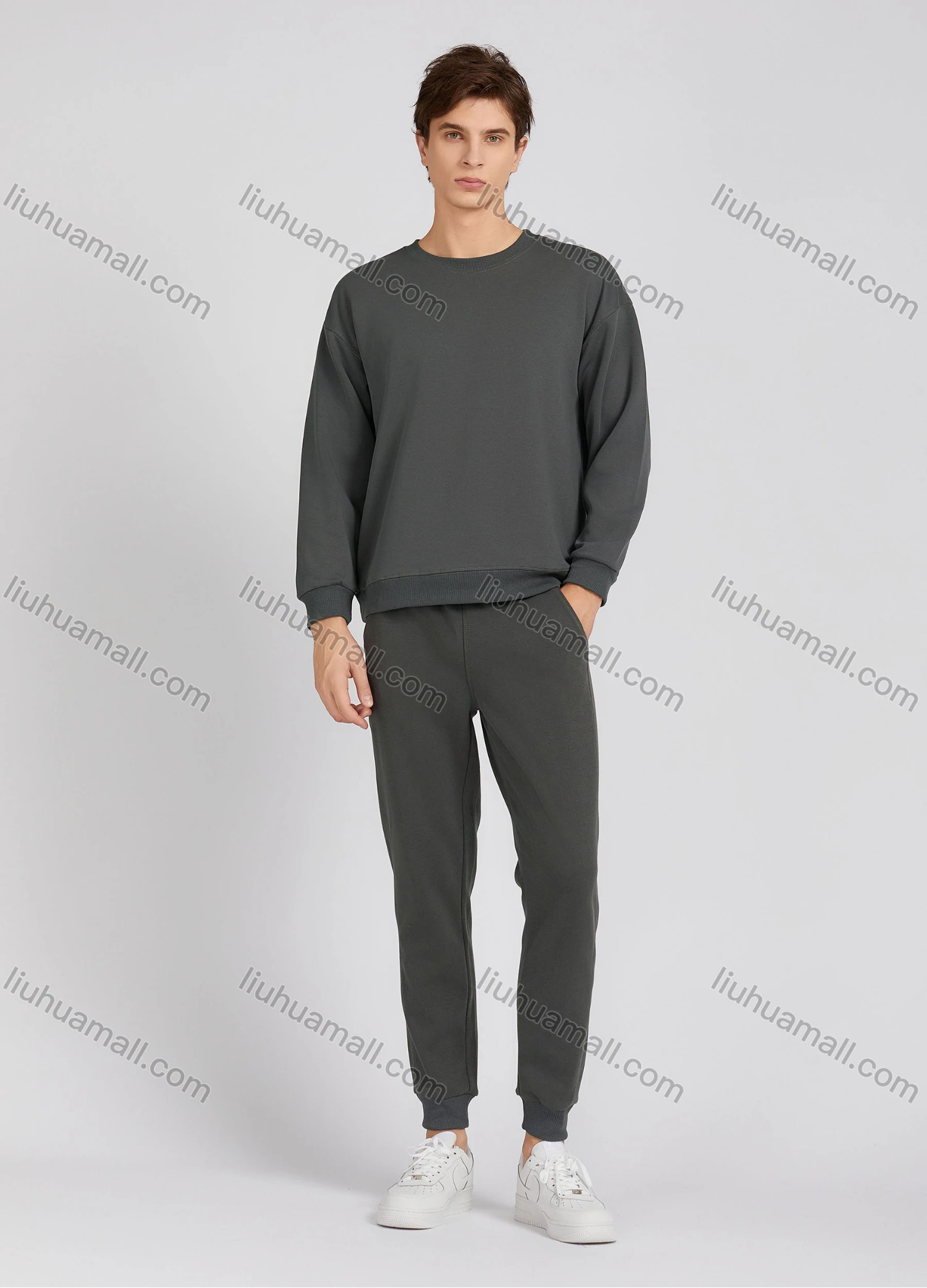 Wholesale Men's Casual Plain Drawstring Sporty Jogger Sweatpants 687# - Liuhuamall