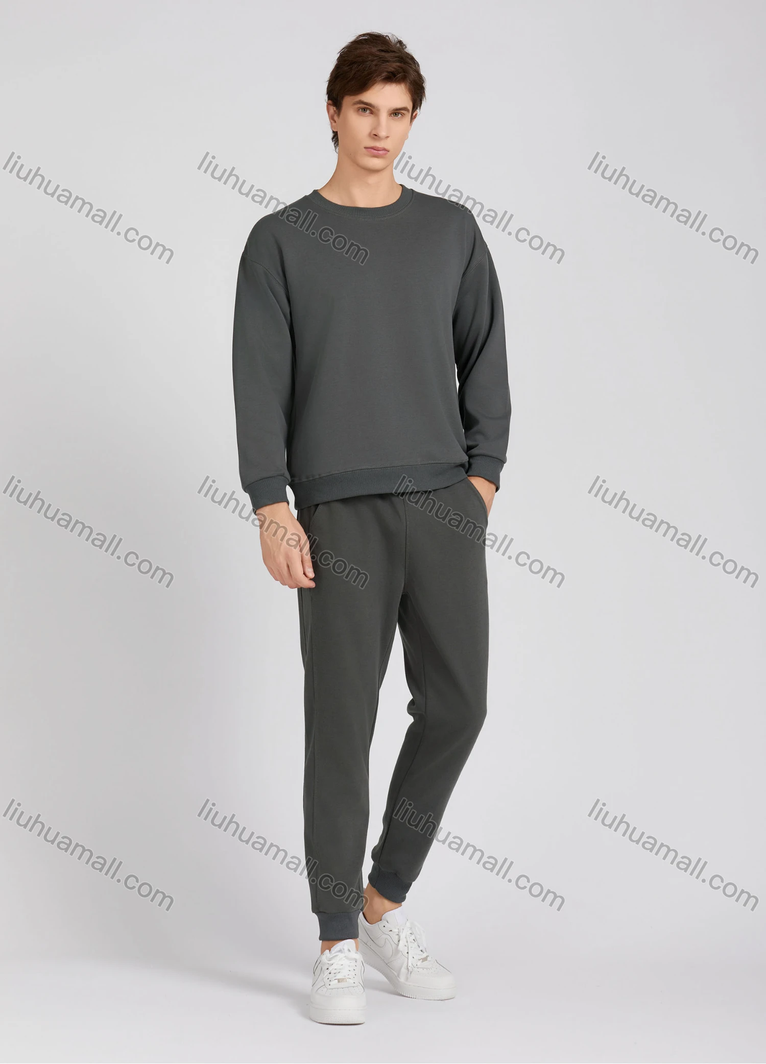 Wholesale Men's Casual Plain Drawstring Sporty Jogger Sweatpants 687# - Liuhuamall