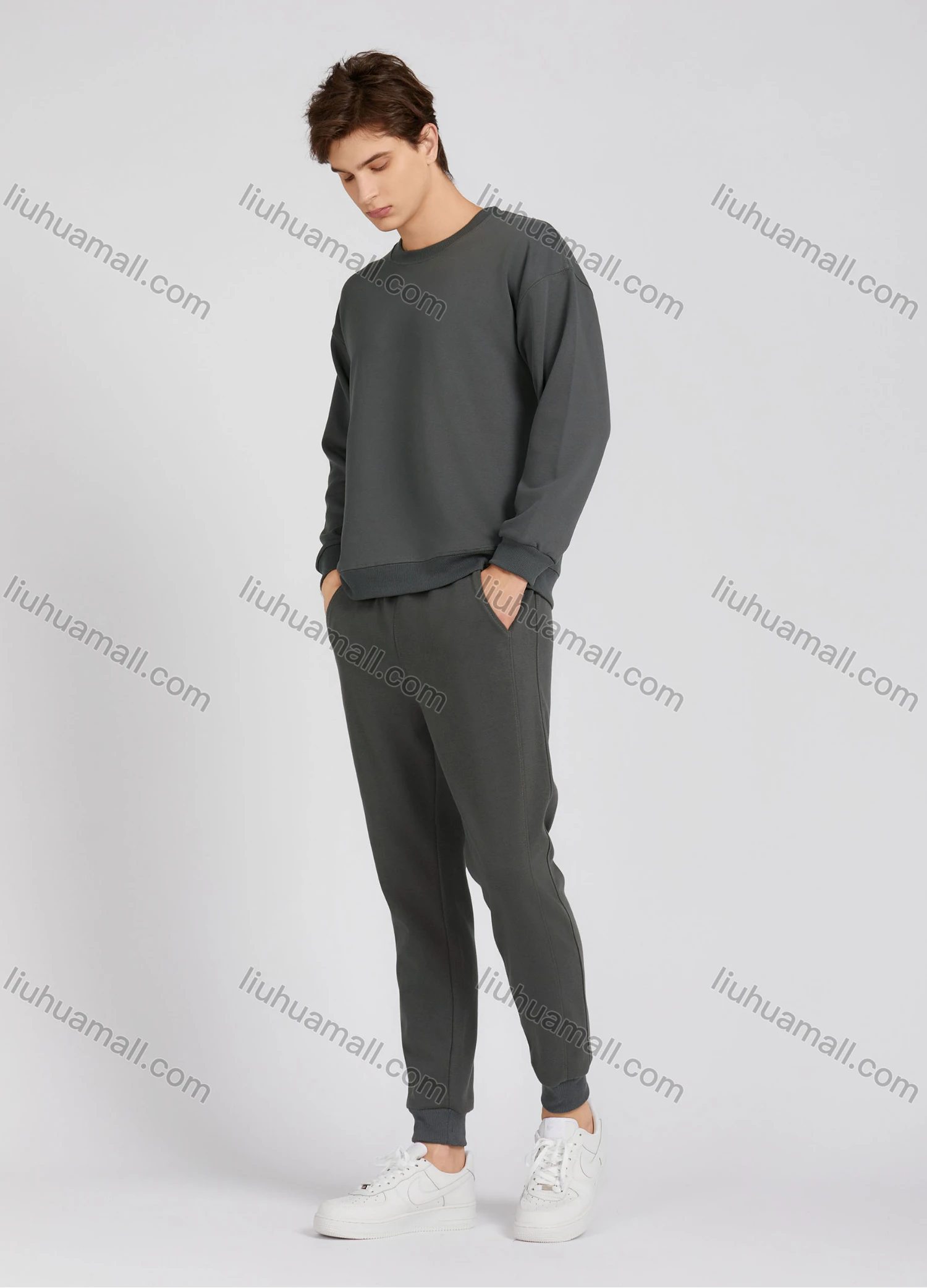 Wholesale Men's Casual Plain Drawstring Sporty Jogger Sweatpants 687# - Liuhuamall