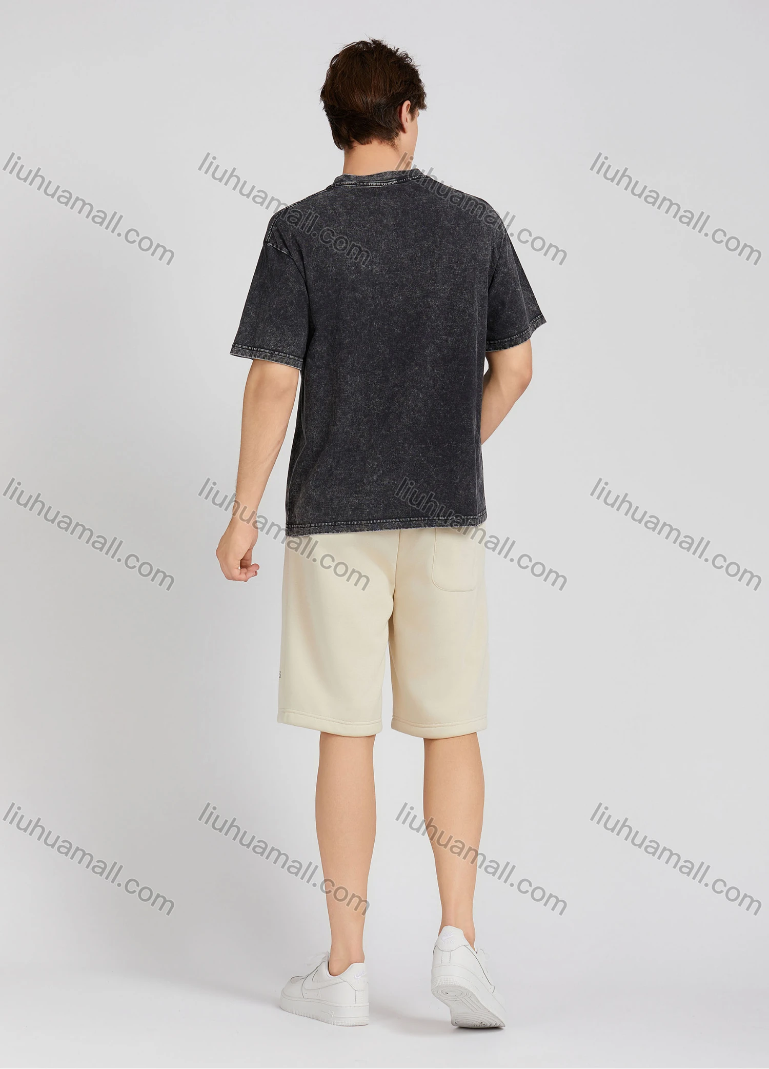 Wholesale Men's Fashion Plain Crew Neck Short Sleeve Wash Distressed T-shirt X002# - Liuhuamall