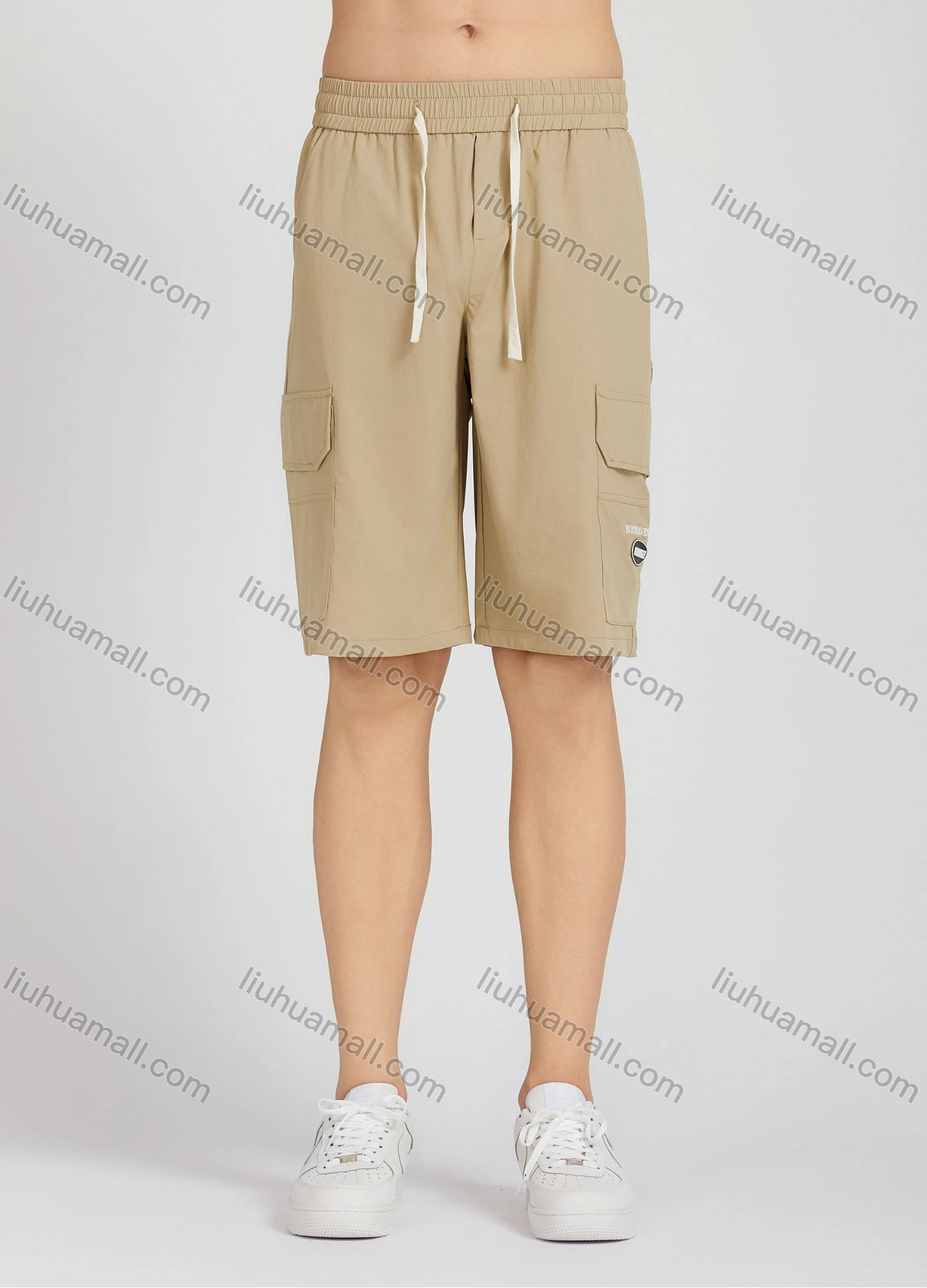 Wholesale Men's Casual Drawstring Plain Flap Pockets Shorts 7779# - Liuhuamall