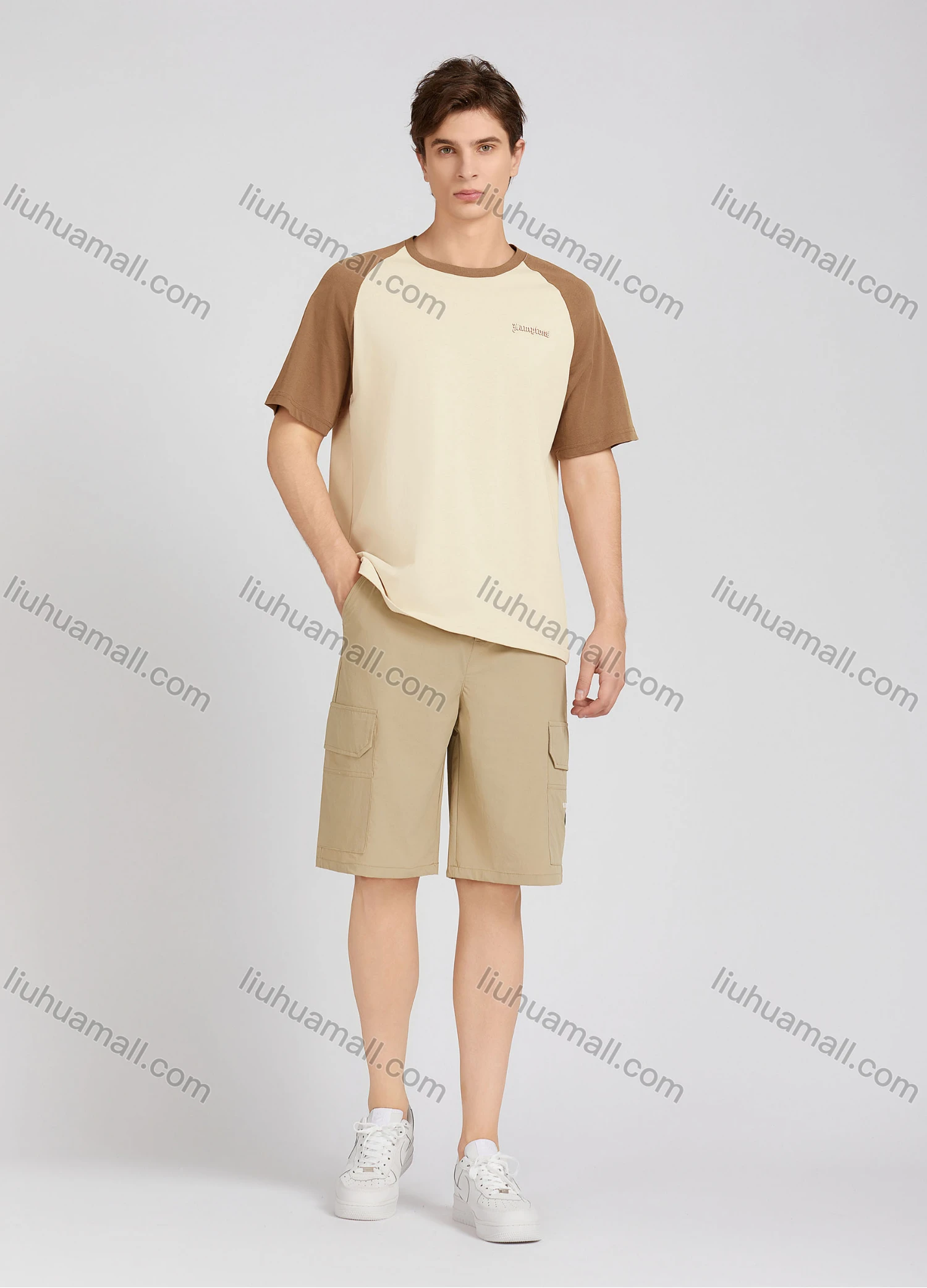 Wholesale Men's Casual Drawstring Plain Flap Pockets Shorts 7779# - Liuhuamall