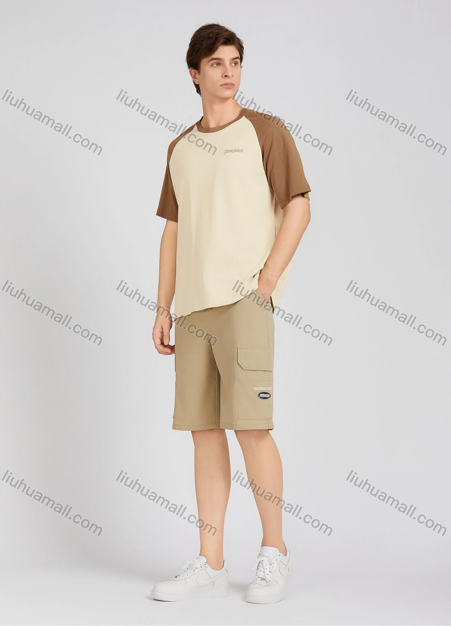 Wholesale Men's Casual Drawstring Plain Flap Pockets Shorts 7779# - Liuhuamall