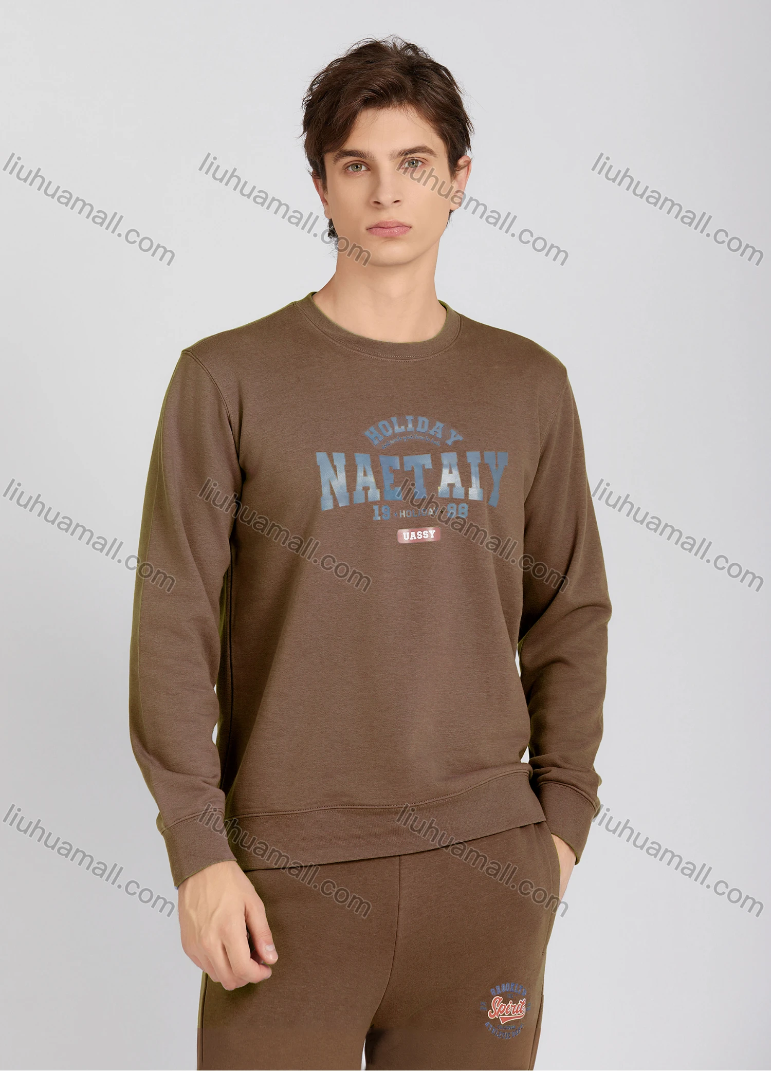Wholesale Men's Casual Crew Neck Long Sleeve Letter Sweatshirt 8218# - Liuhuamall