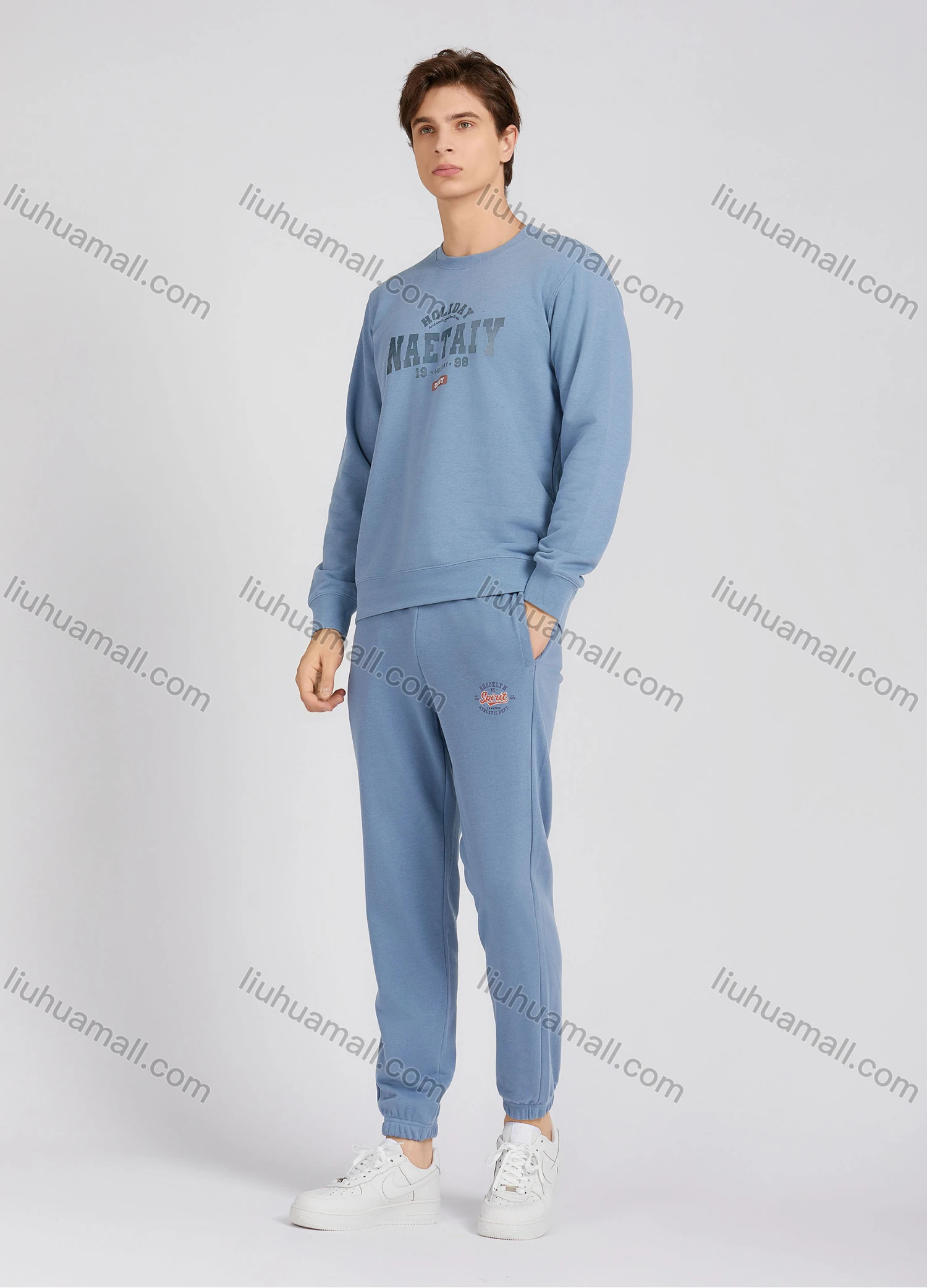 Wholesale Men's Casual Crew Neck Long Sleeve Letter Sweatshirt 8218# - Liuhuamall