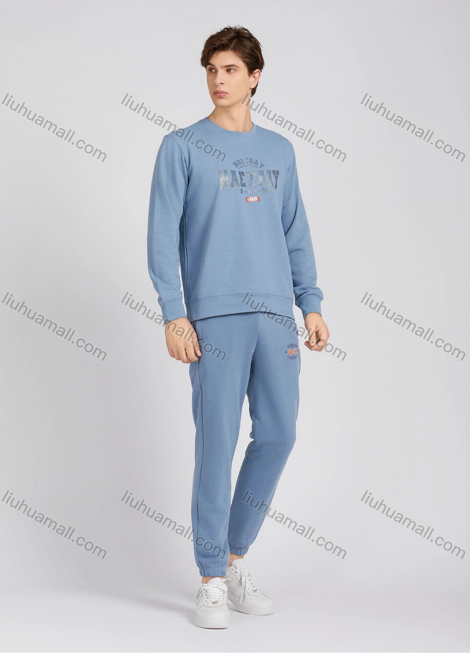 Wholesale Men's Casual Crew Neck Long Sleeve Letter Sweatshirt 8218# - Liuhuamall