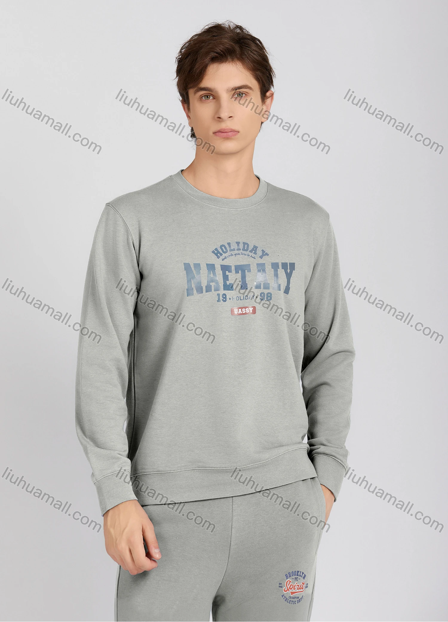 Wholesale Men's Casual Crew Neck Long Sleeve Letter Sweatshirt 8218# - Liuhuamall