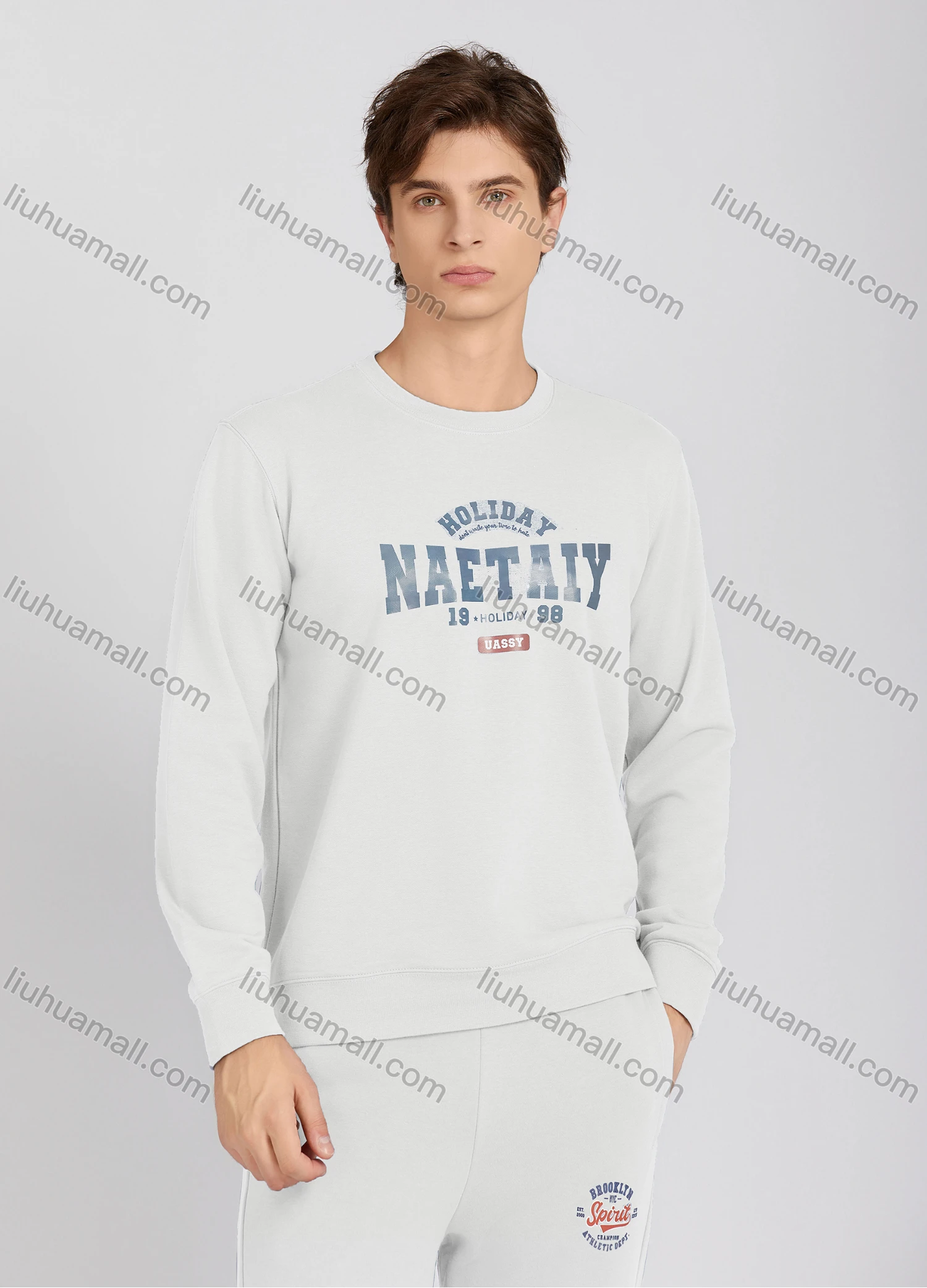 Wholesale Men's Casual Crew Neck Long Sleeve Letter Sweatshirt 8218# - Liuhuamall