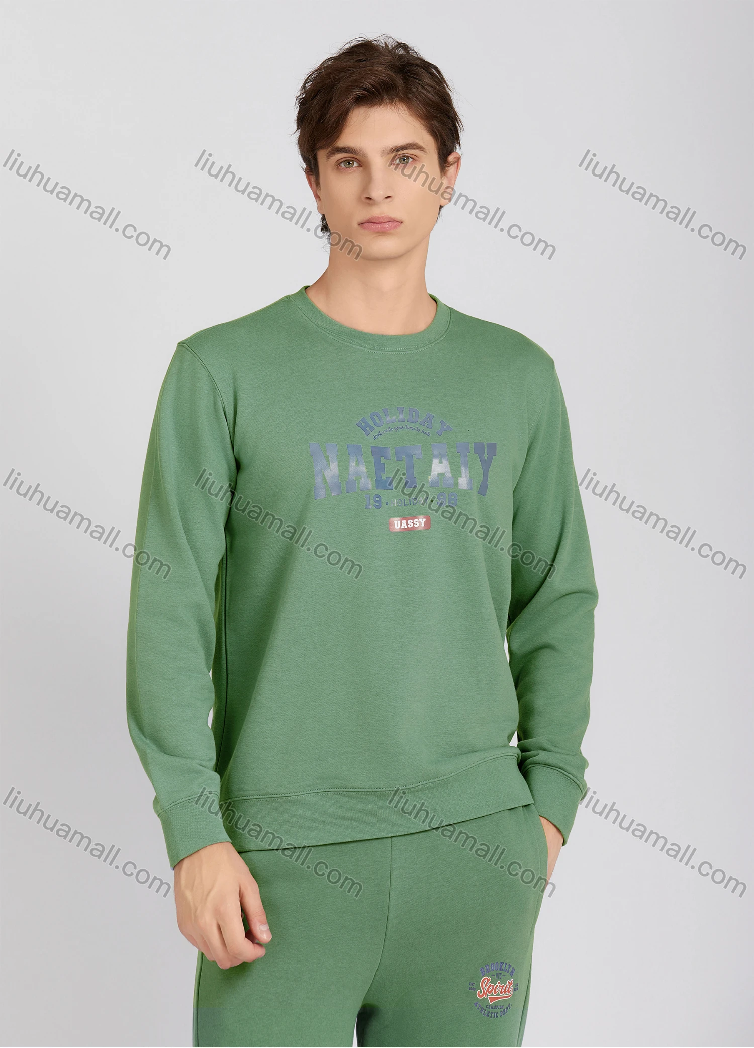 Wholesale Men's Casual Crew Neck Long Sleeve Letter Sweatshirt 8218# - Liuhuamall