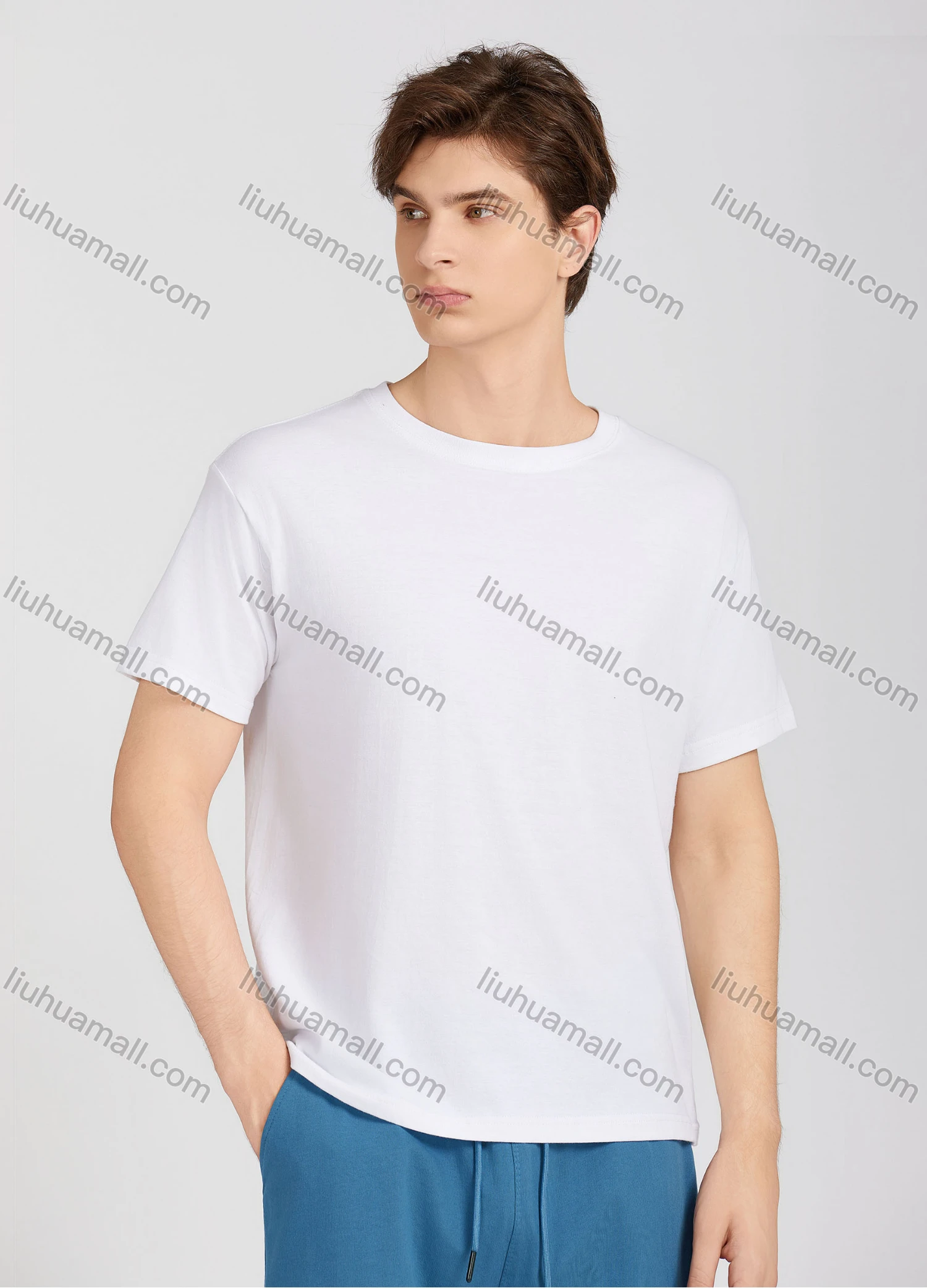 Wholesale Men's Casual Plain Round Neck Short Sleeve T-Shirt T009# - Liuhuamall