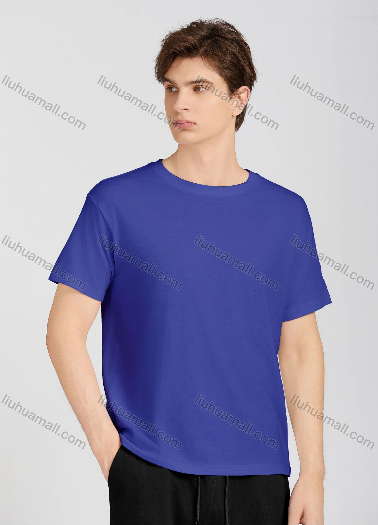 Wholesale Men's Casual Plain Round Neck Short Sleeve T-Shirt T009# - Liuhuamall