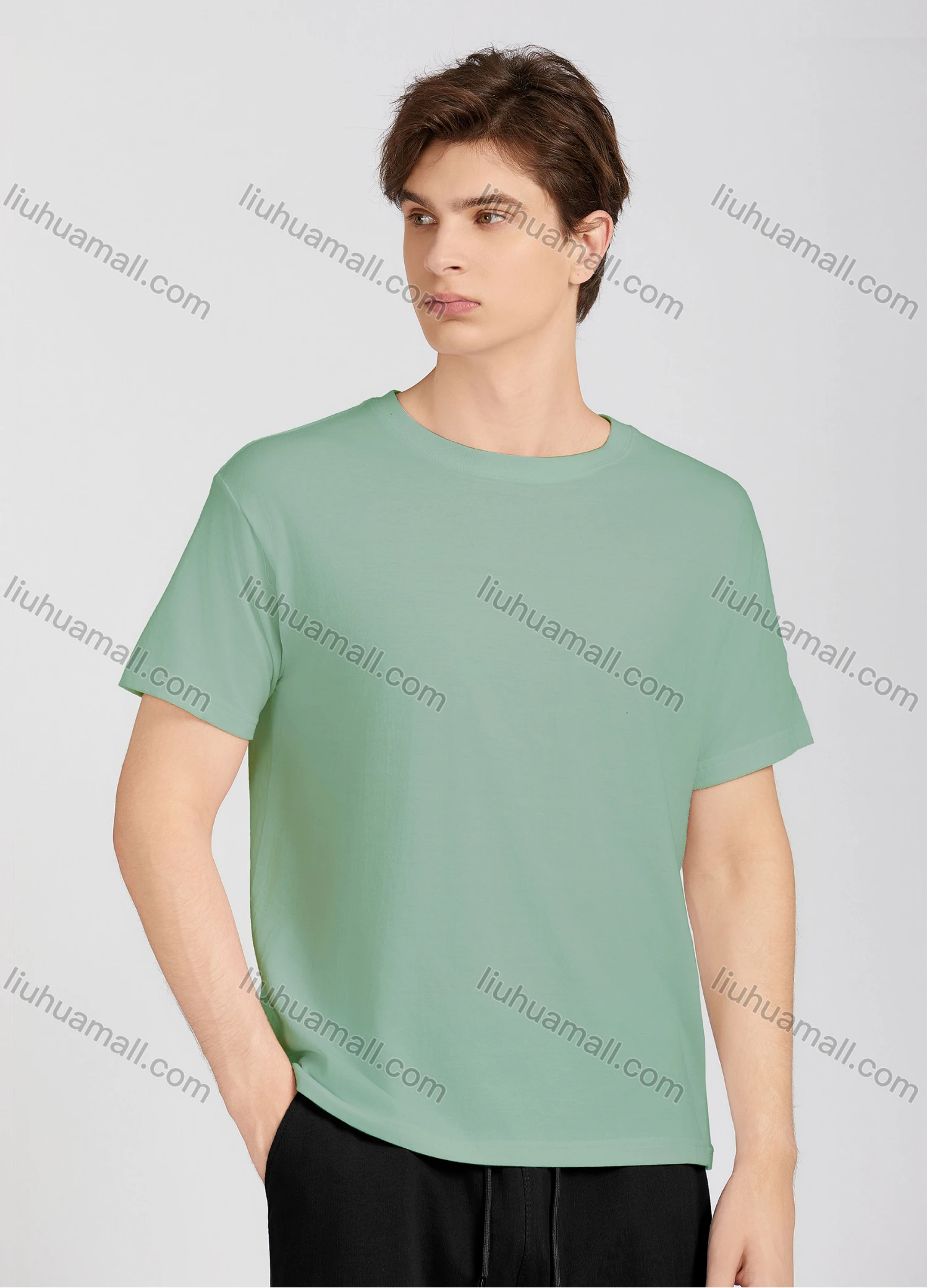 Wholesale Men's Casual Plain Round Neck Short Sleeve T-Shirt T009# - Liuhuamall