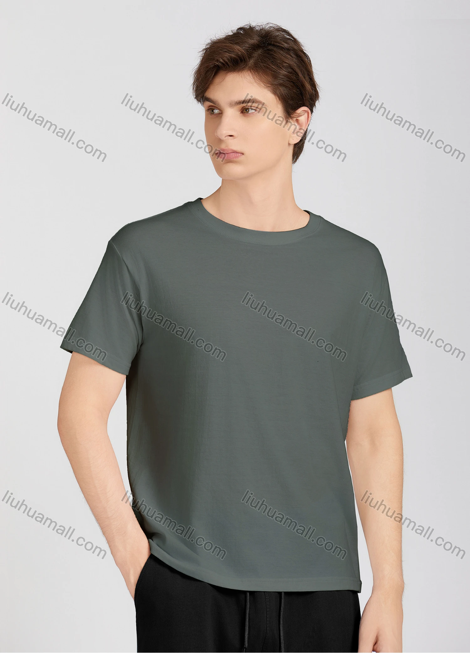 Wholesale Men's Casual Plain Round Neck Short Sleeve T-Shirt T009# - Liuhuamall