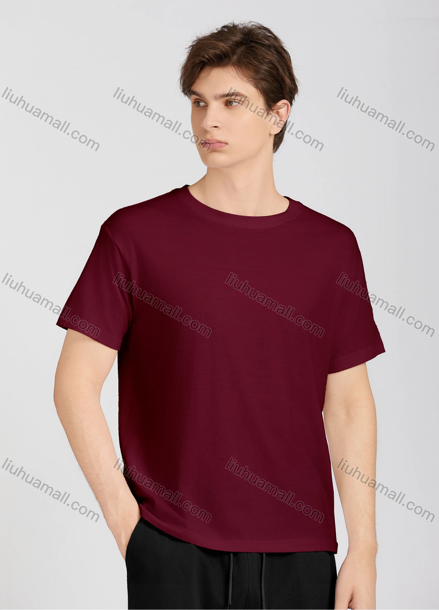 Wholesale Men's Casual Plain Round Neck Short Sleeve T-Shirt T009# - Liuhuamall