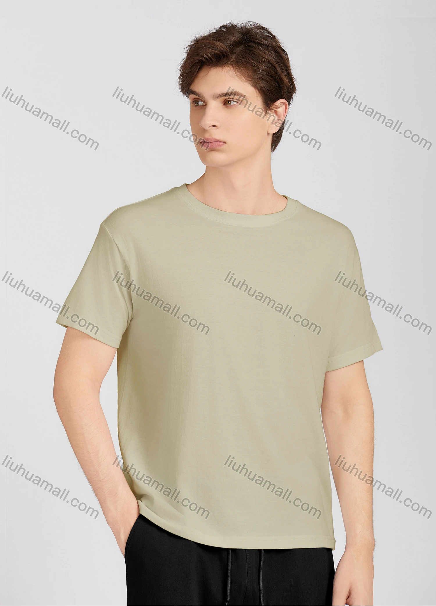 Wholesale Men's Casual Plain Round Neck Short Sleeve T-Shirt T009# - Liuhuamall
