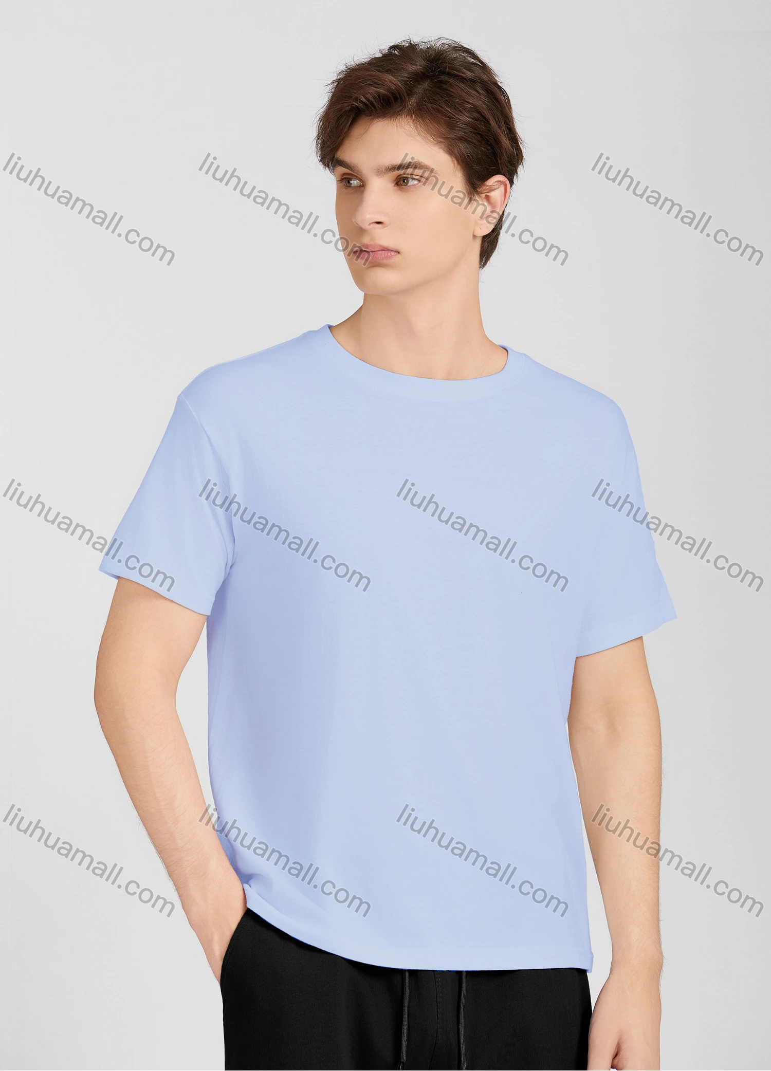 Wholesale Men's Casual Plain Round Neck Short Sleeve T-Shirt T009# - Liuhuamall