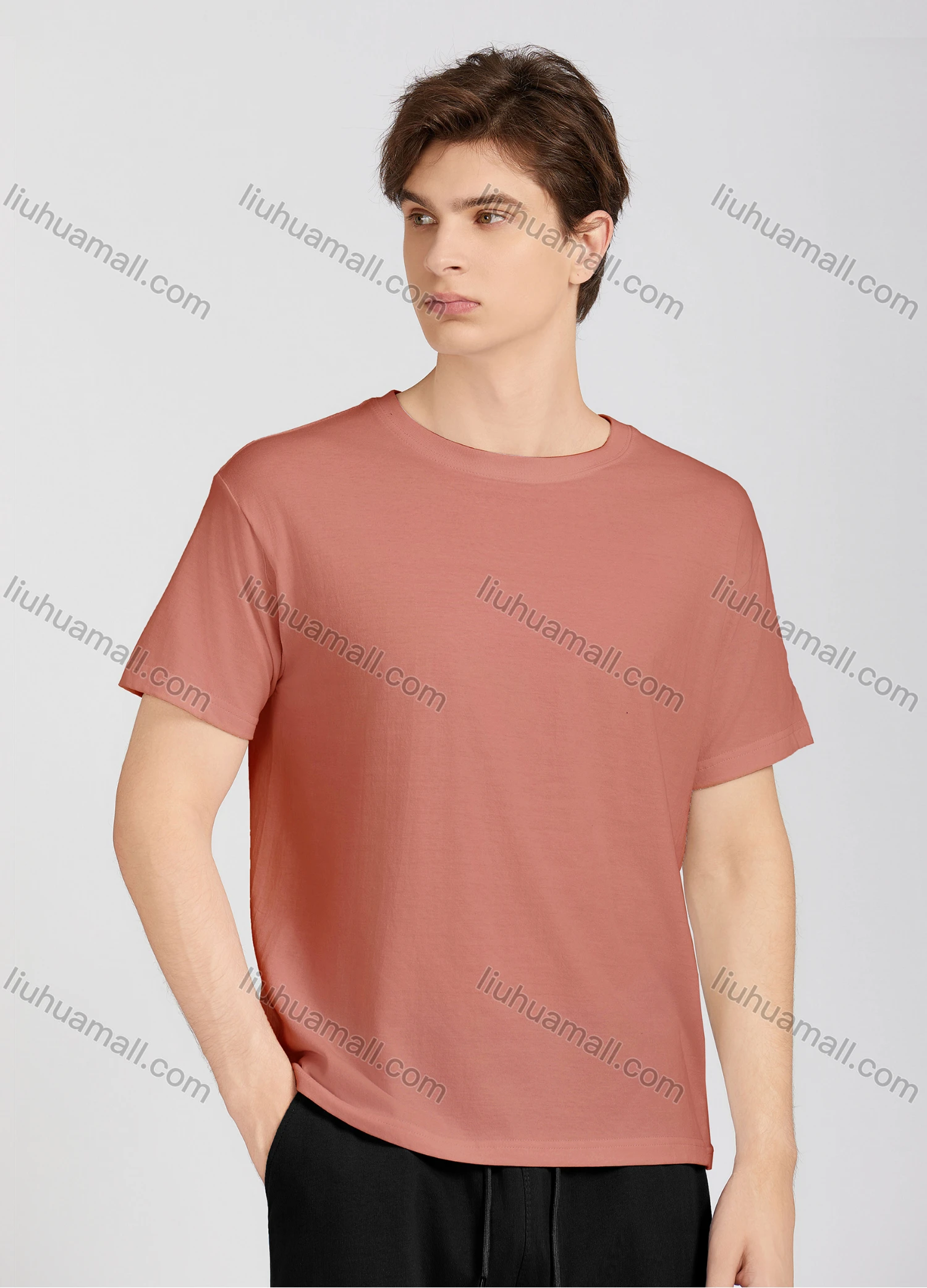 Wholesale Men's Casual Plain Round Neck Short Sleeve T-Shirt T009# - Liuhuamall