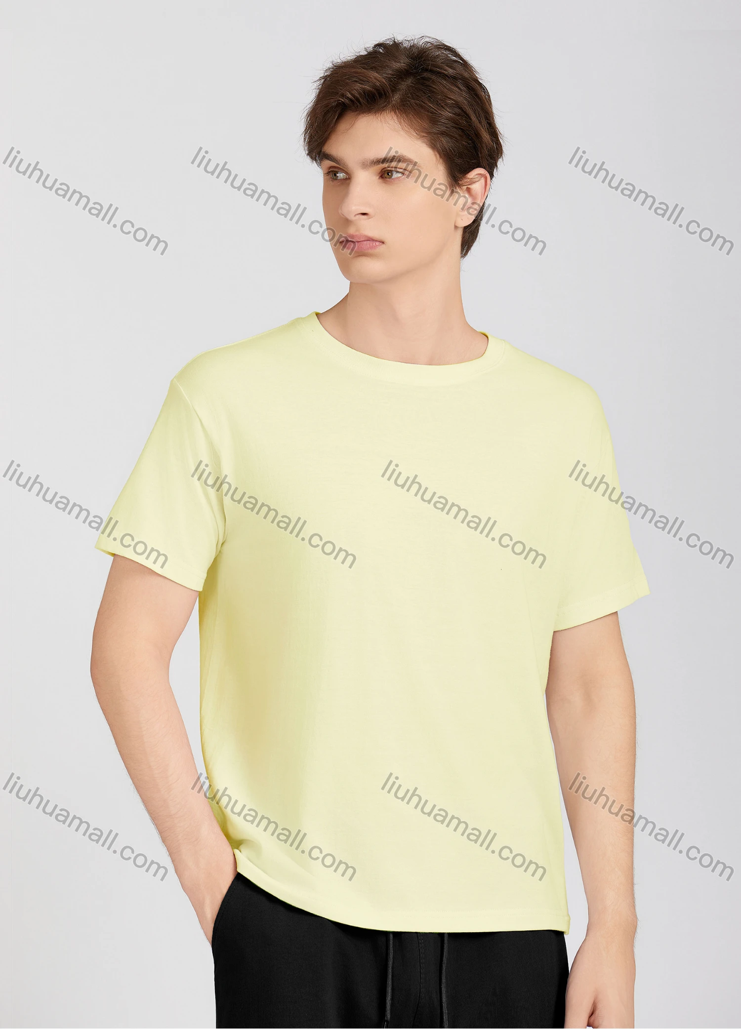 Wholesale Men's Casual Plain Round Neck Short Sleeve T-Shirt T009# - Liuhuamall
