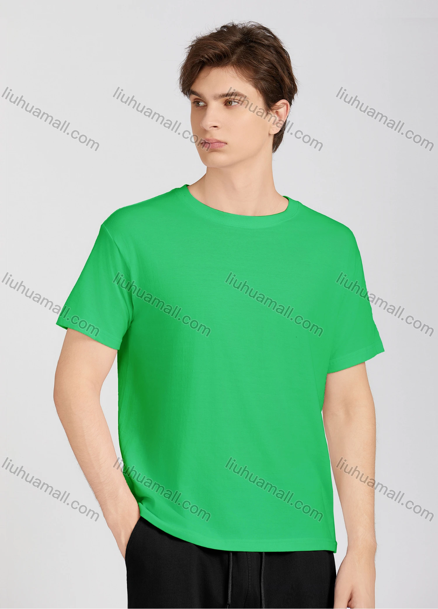 Wholesale Men's Casual Plain Round Neck Short Sleeve T-Shirt T009# - Liuhuamall