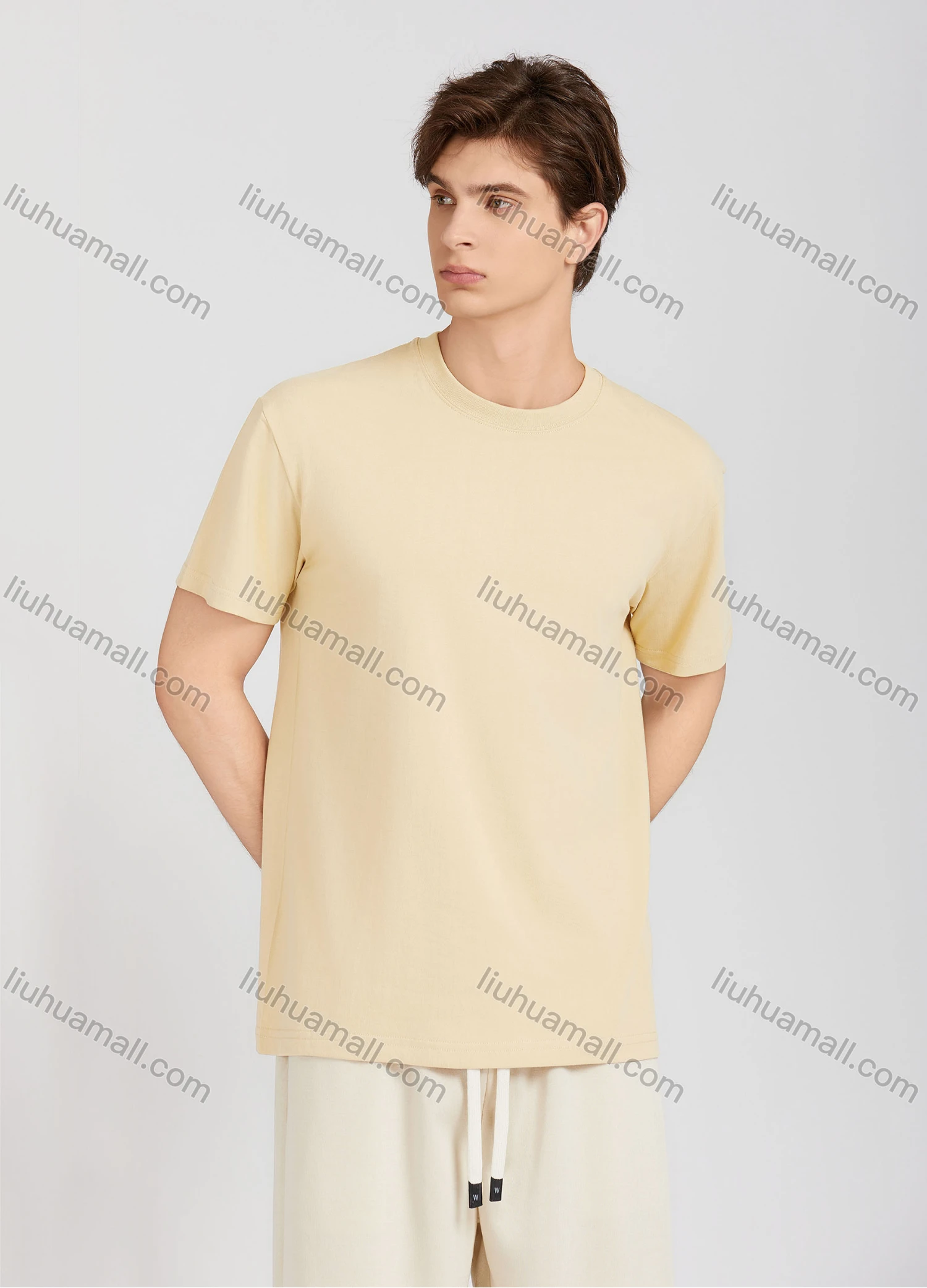 Wholesale Men's Casual Plain Round Neck Short Sleeve T-Shirt T001# - Liuhuamall