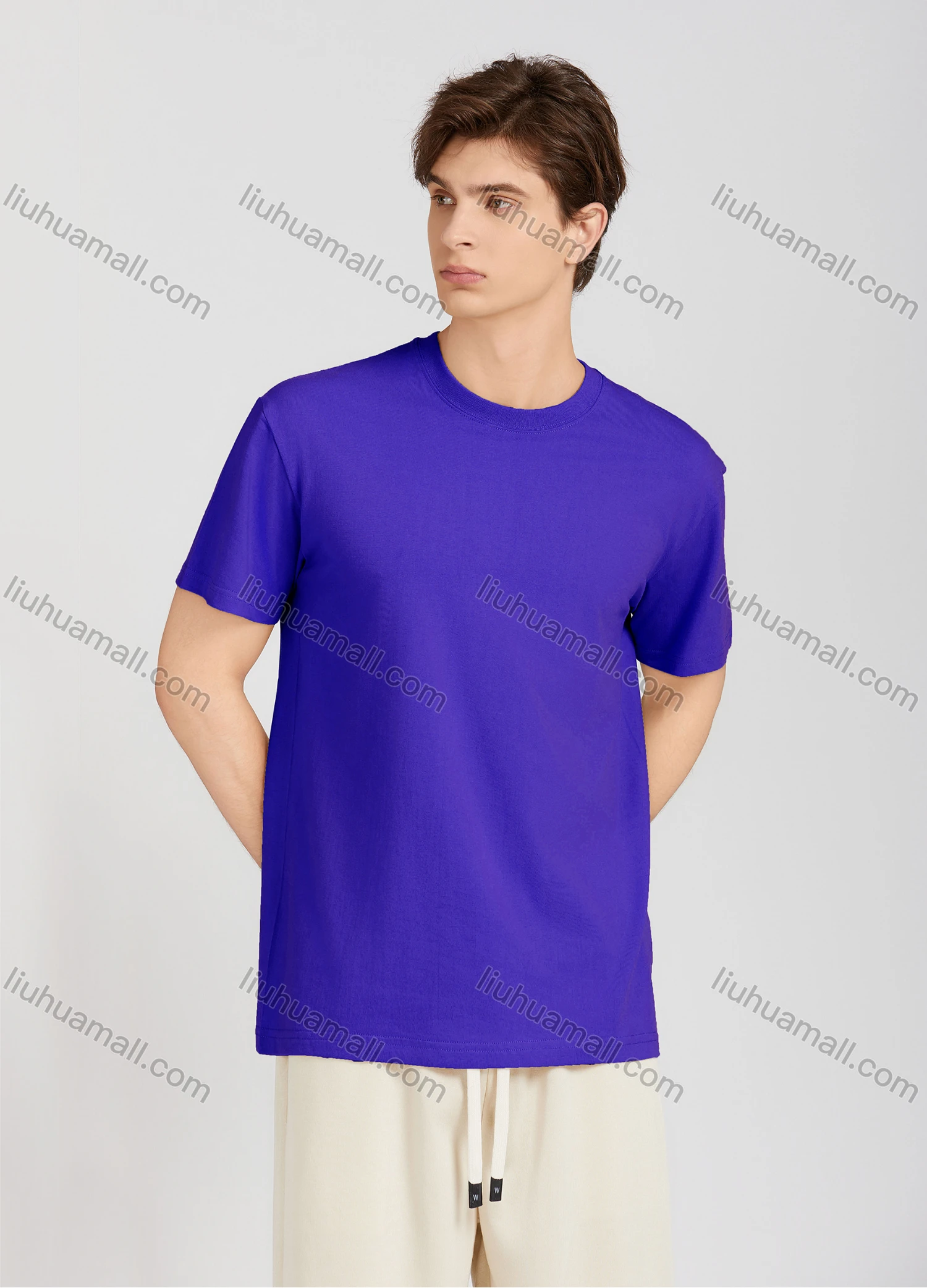 Wholesale Men's Casual Plain Round Neck Short Sleeve T-Shirt T001# - Liuhuamall
