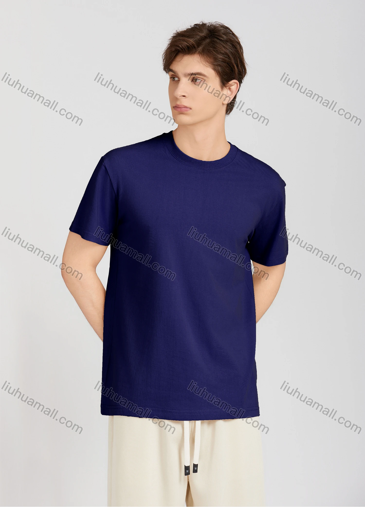 Wholesale Men's Casual Plain Round Neck Short Sleeve T-Shirt T001# - Liuhuamall