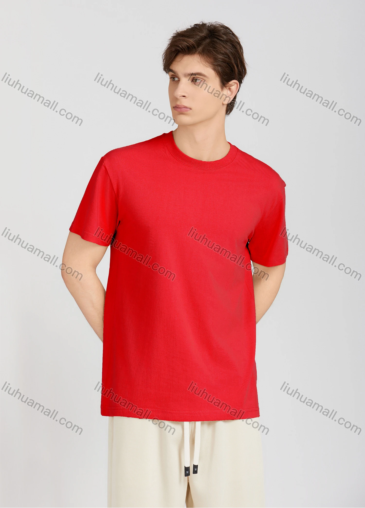 Wholesale Men's Casual Plain Round Neck Short Sleeve T-Shirt T001# - Liuhuamall
