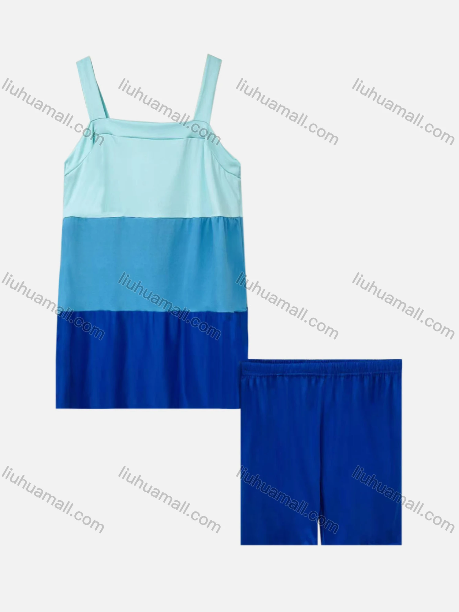 Wholesale Women's Casual Ruched Splicing Colorblock Straps Cami Top With Shorts 2 Piece Set 1013# - Liuhuamall