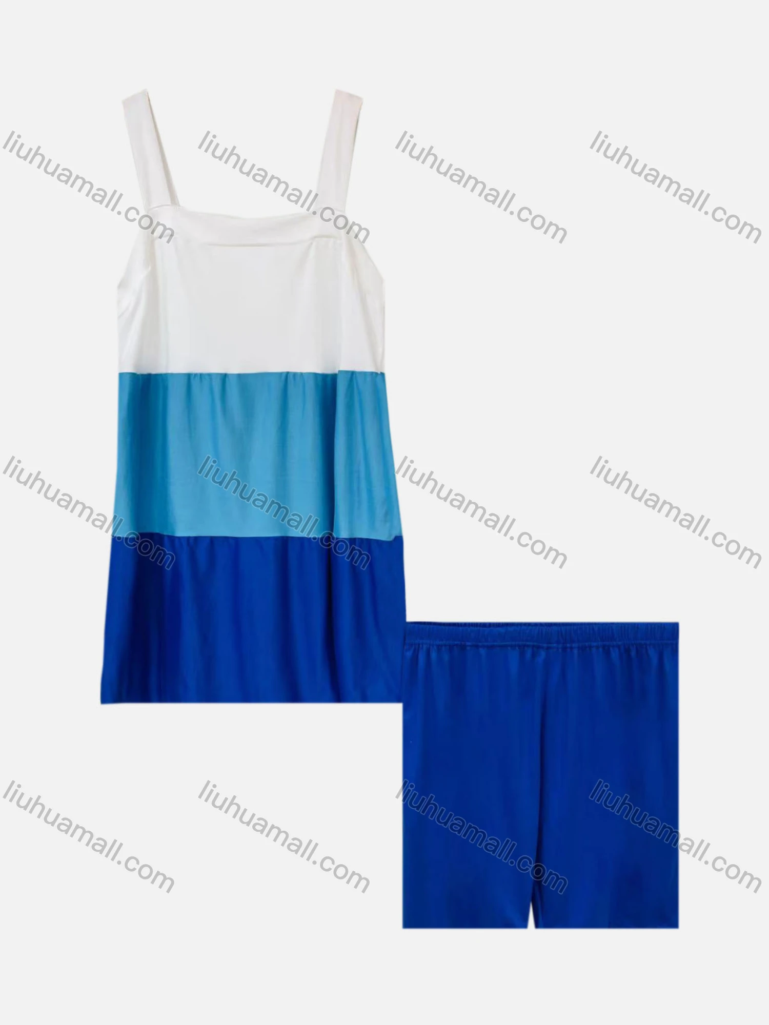Wholesale Women's Casual Ruched Splicing Colorblock Straps Cami Top With Shorts 2 Piece Set 1013# - Liuhuamall