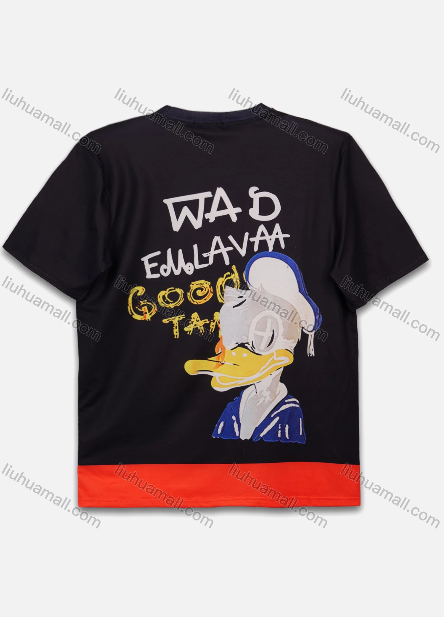 Wholesale Men's Casual Letter Graphic Splicing Round Neck Short Sleeve T-Shirt - Liuhuamall