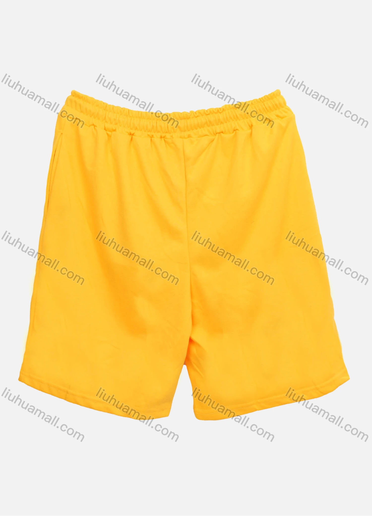 Wholesale Men's Casual Plain Drawstring Sporty Pockets Shorts Yellow# - Liuhuamall