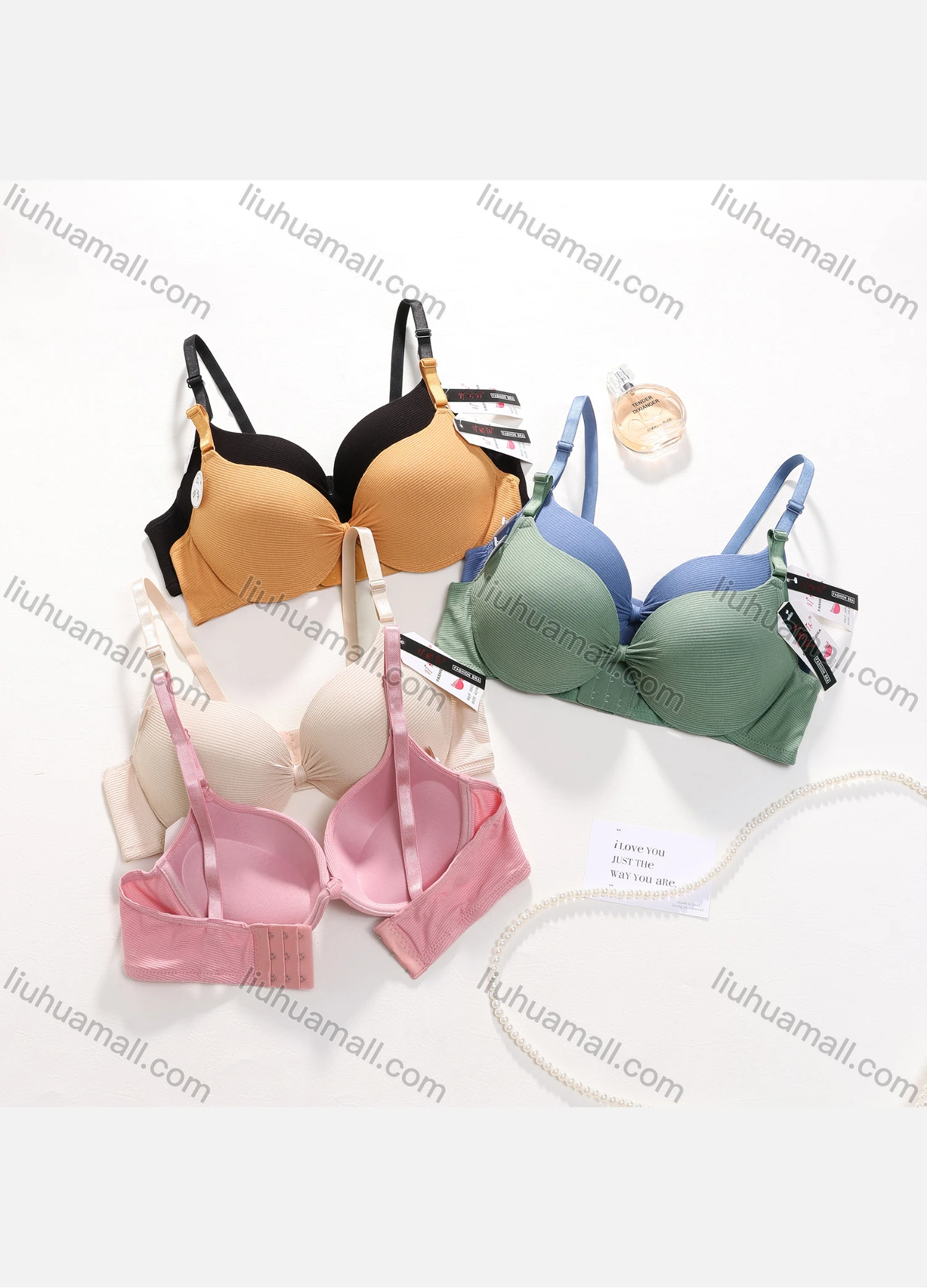 Wholesale Women's Plain Texture Push Up Lace Adjustable Strap Bra 89232# - Liuhuamall