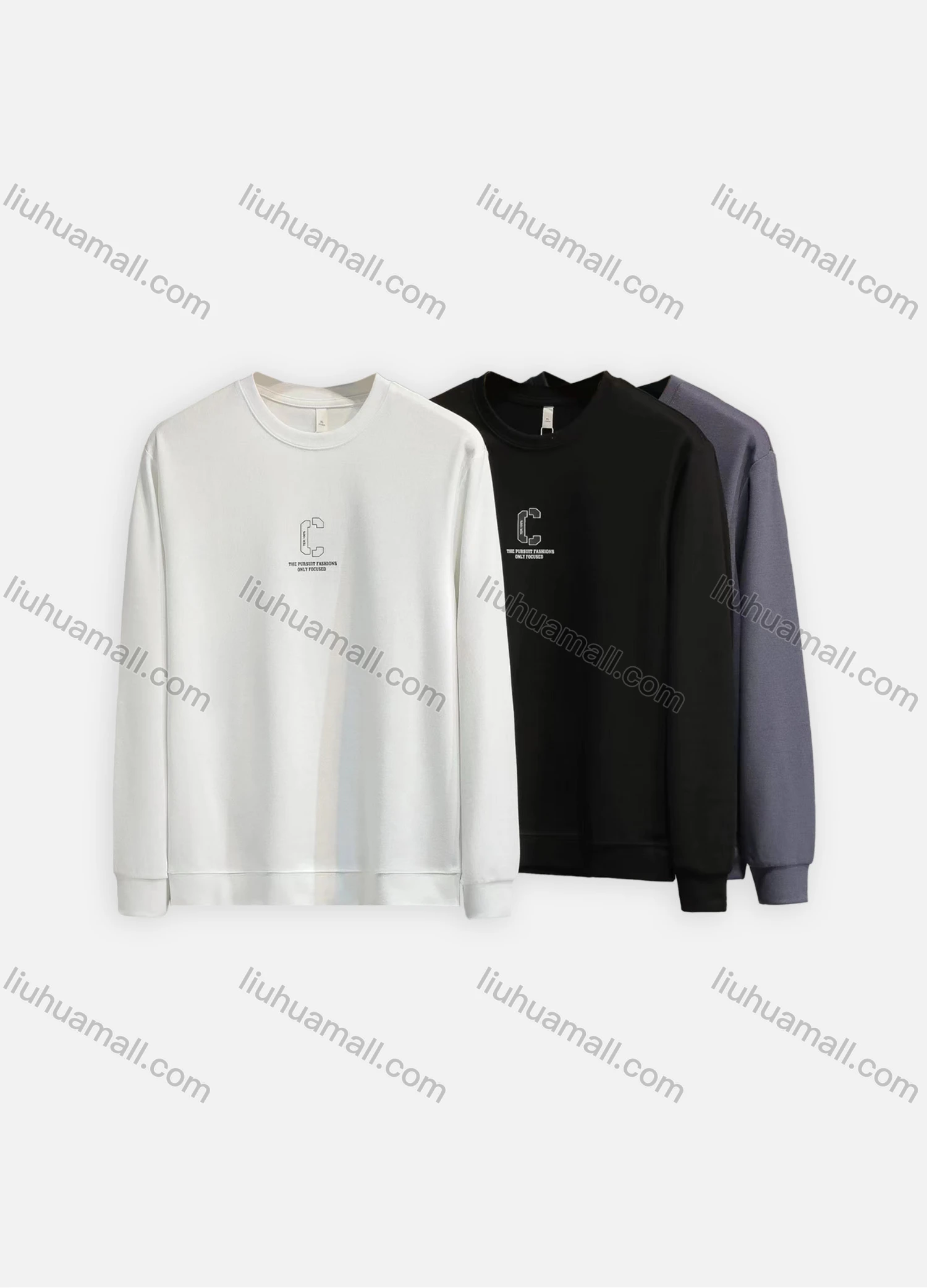 Wholesale Men's Casual Crew Neck Long Sleeve Letter Sweatshirt 2302# - Liuhuamall