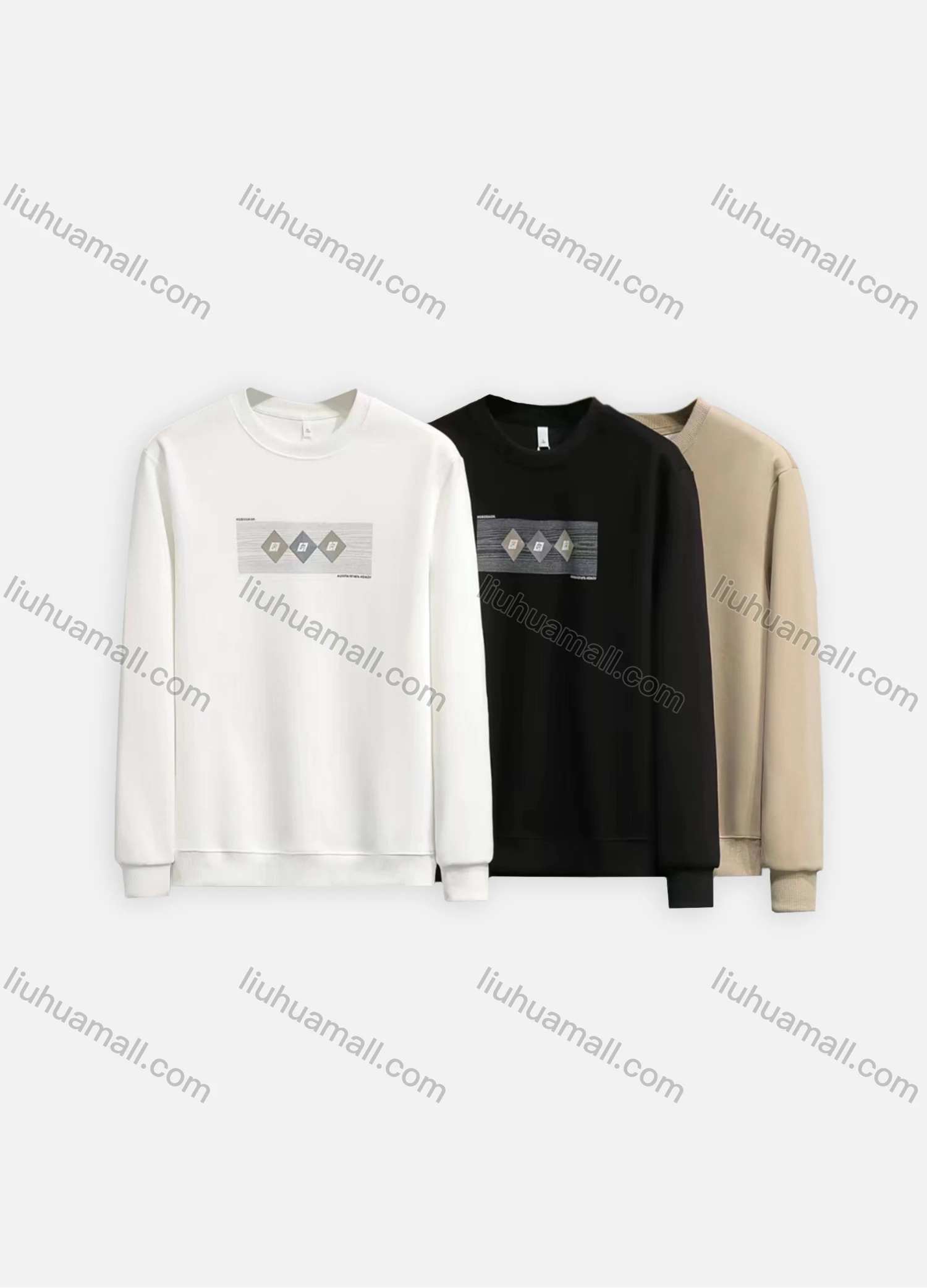 Wholesale Men's Casual Graphic Crew Neck Plain Long Sleeve Sweatshirt HM2324# - Liuhuamall