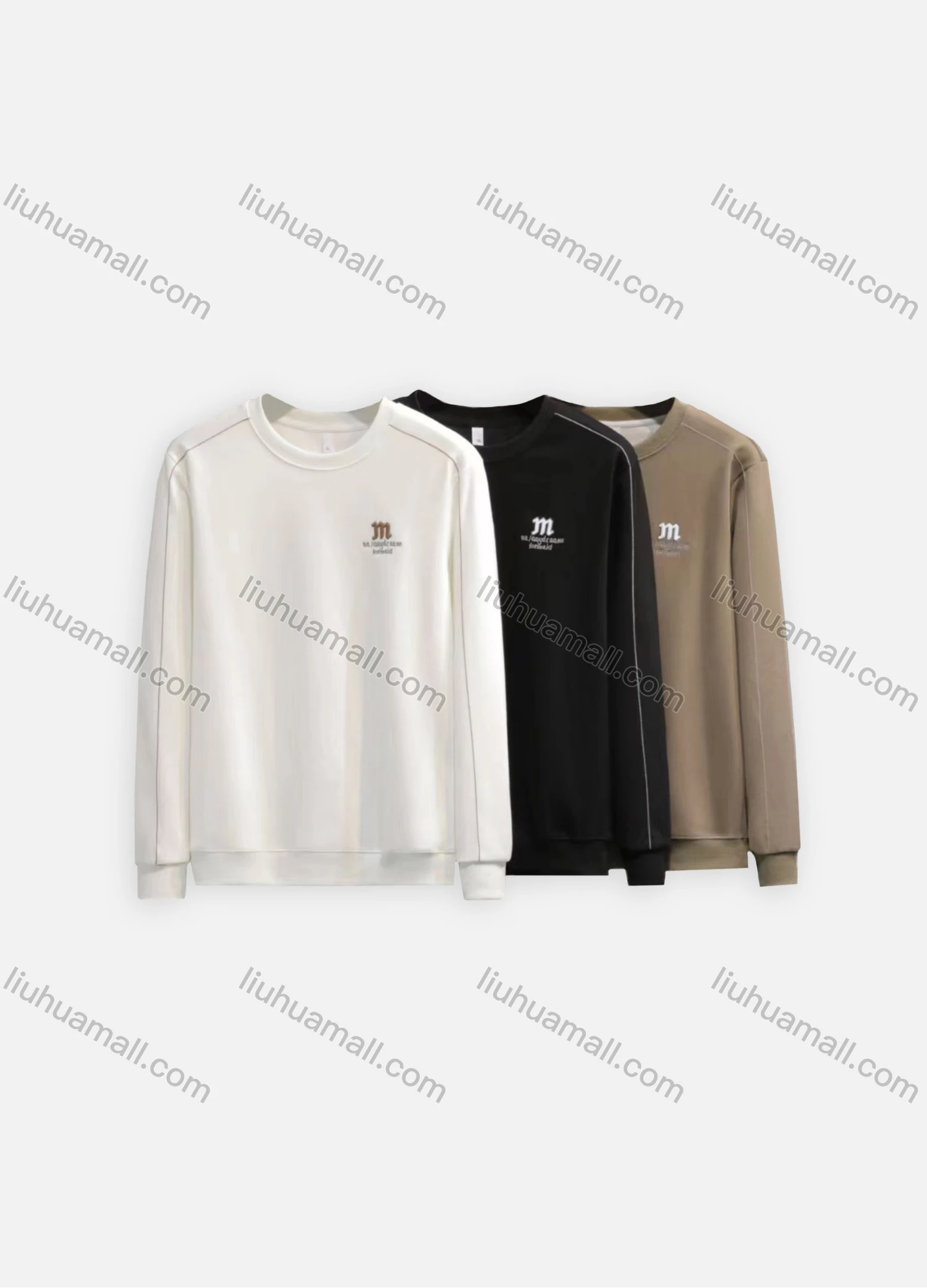 Wholesale Men's Casual Plain Letter Logo Crew Neck Long Sleeve Sweatshirt HM3307# - Liuhuamall