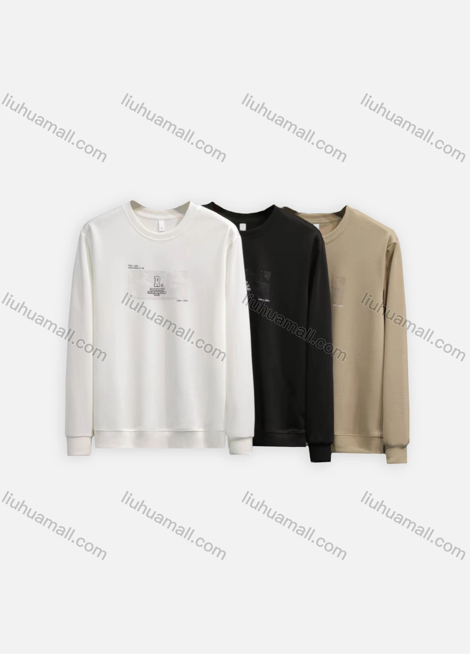 Wholesale Men's Casual Plain Graphic Letter Crew Neck Long Sleeve Sweatshirt ZD2317# - Liuhuamall