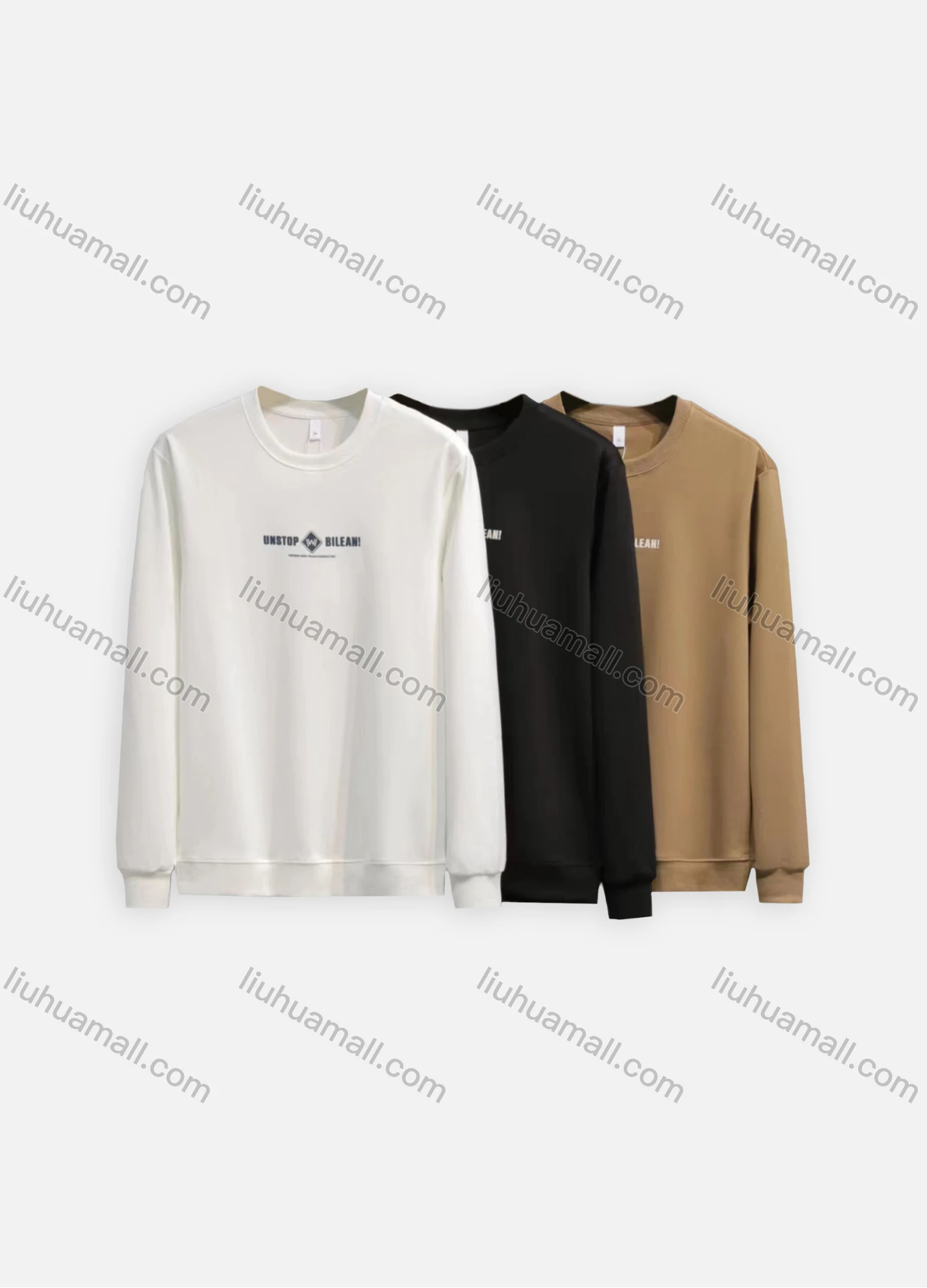 Wholesale Men's Casual Plain Letter Crew Neck Long Sleeve Sweatshirt ZD2319# - Liuhuamall