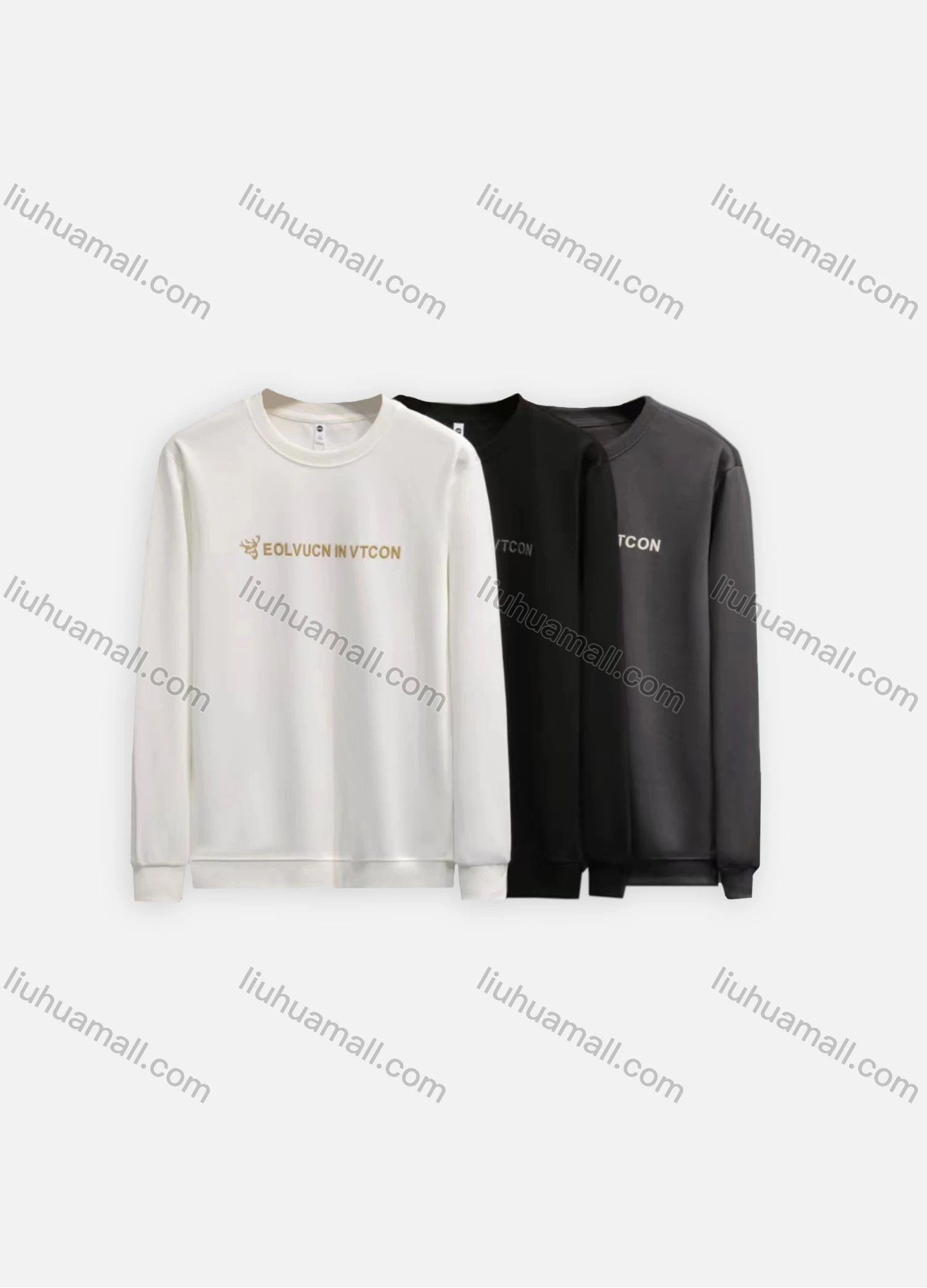 Wholesale Men's Casual Plain Letter Crew Neck Long Sleeve Sweatshirt ZD3402# - Liuhuamall