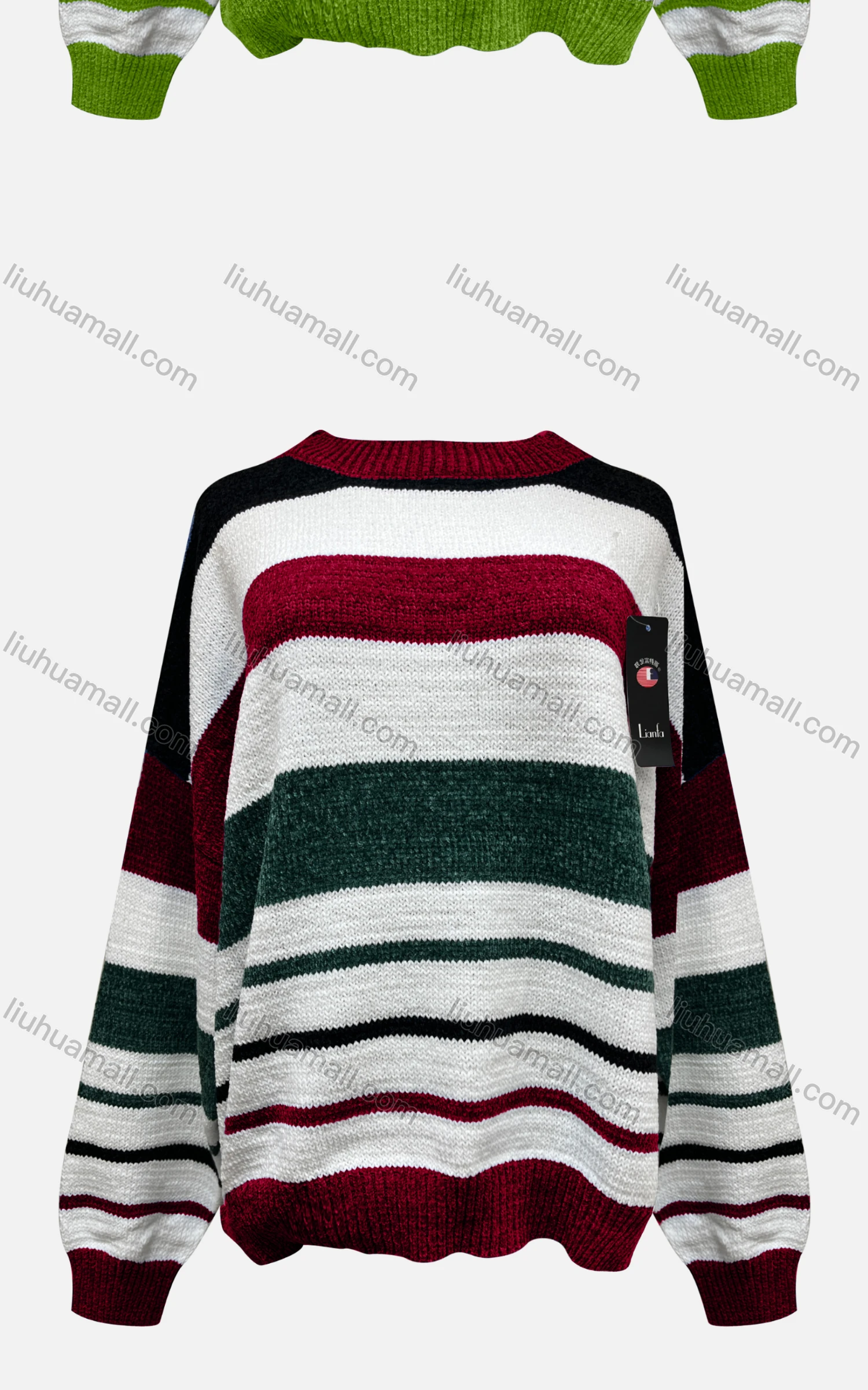Wholesale Women's Casual Crew Neck Long Sleeve Colorblock Knitted Sweater X58265# - Liuhuamall