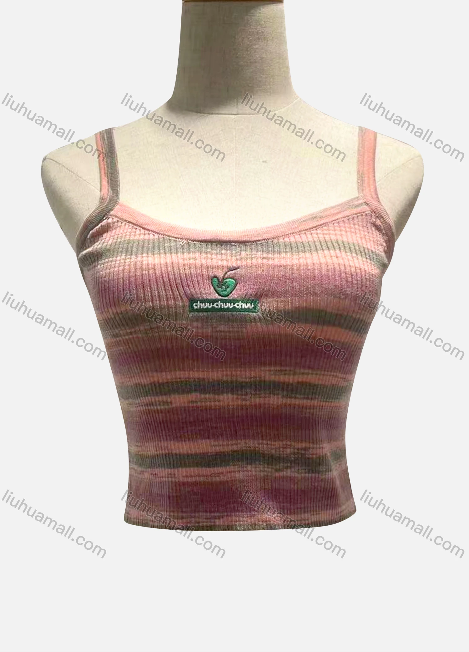 Wholesale Women's Casual Crop Spaghetti Strap Striped Knit Cami Top 13073# - Liuhuamall