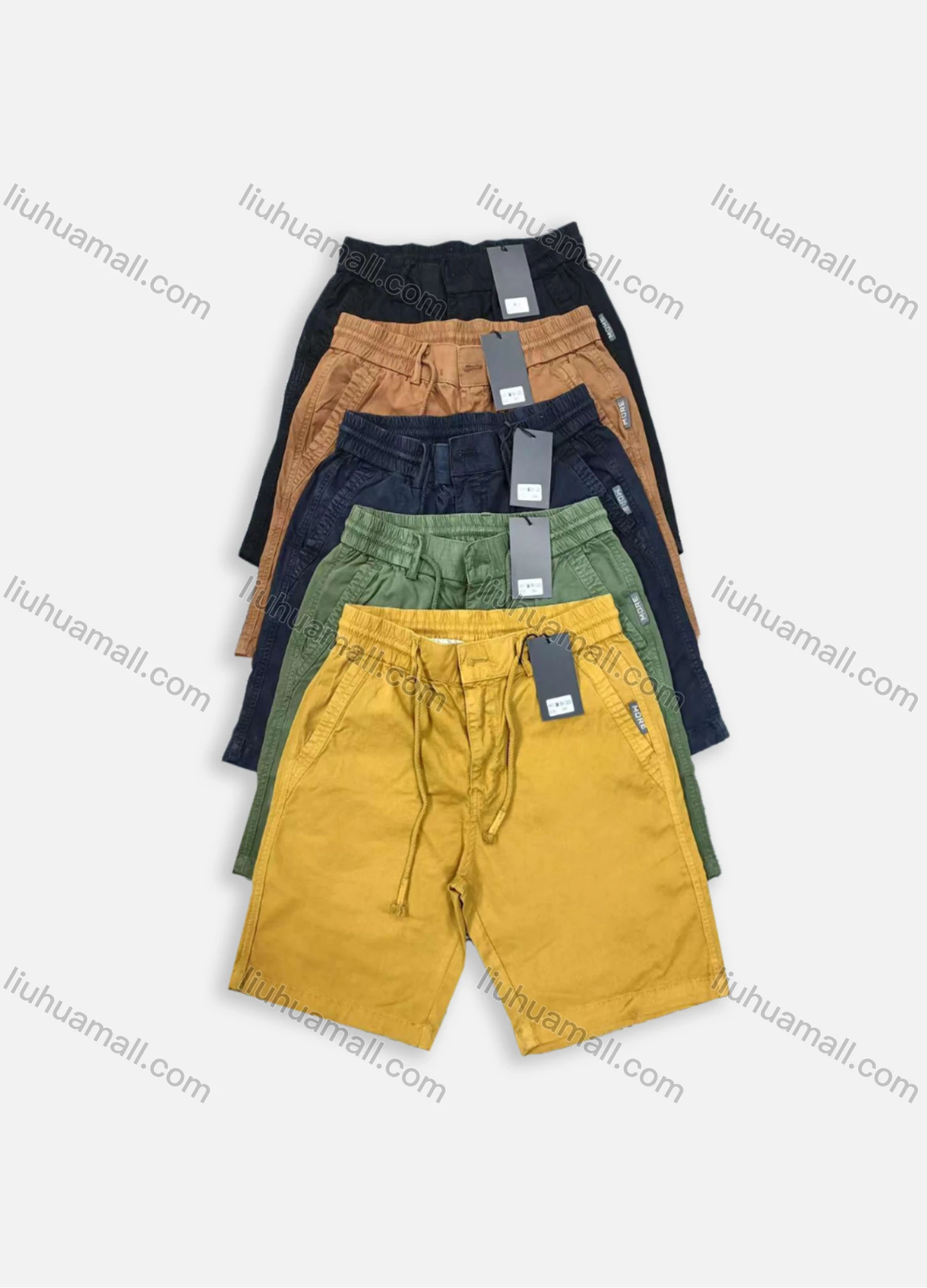 Wholesale Men's Casual Plain Drawstring Side Pockets Shorts - Liuhuamall