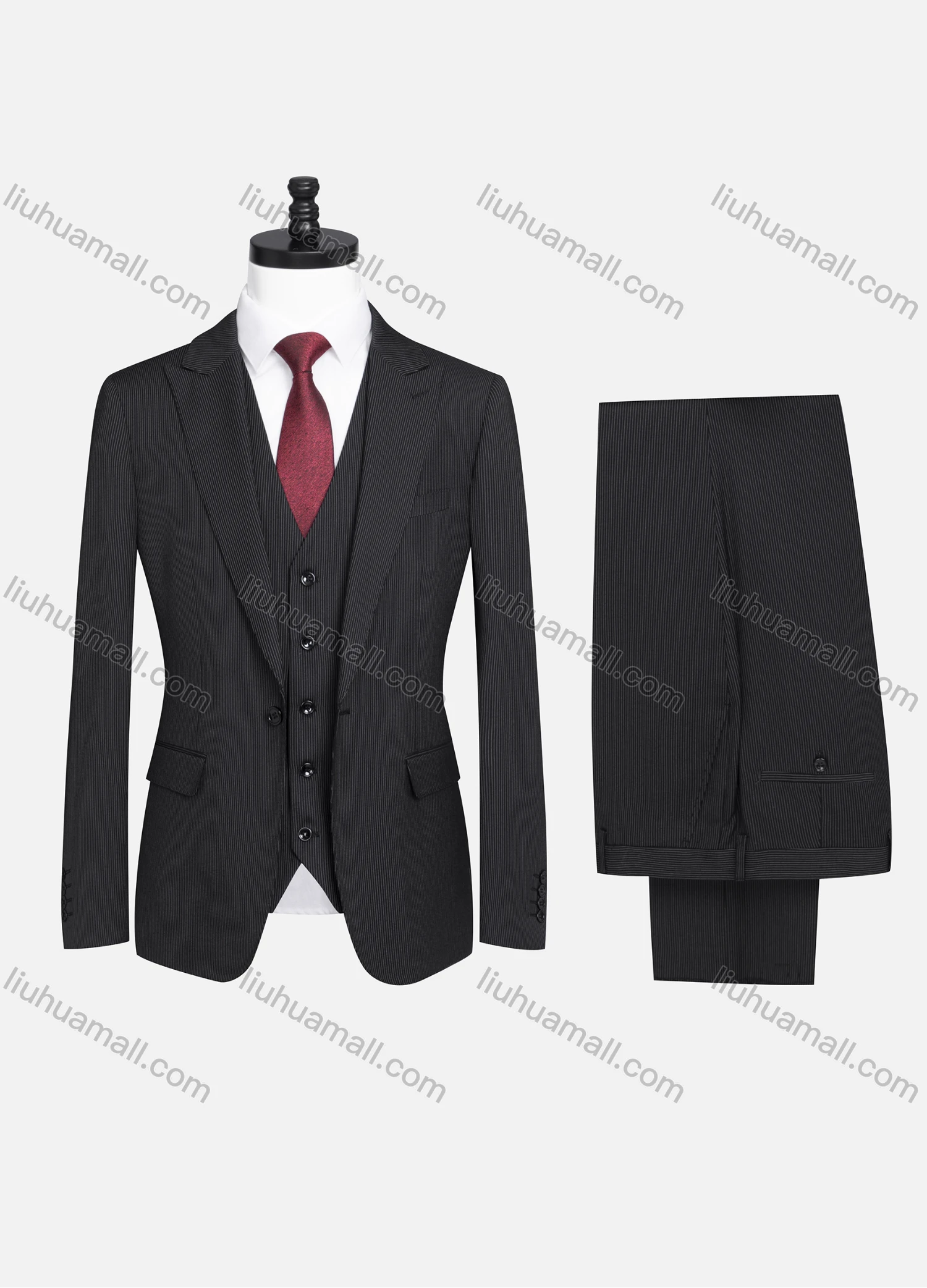 Wholesale Men's Formal Striped One Button Blazer Jacket & Single Breasted Waistcoat & Pants 3 Piece Suit Set 1Y1A9870# - Liuhuamall
