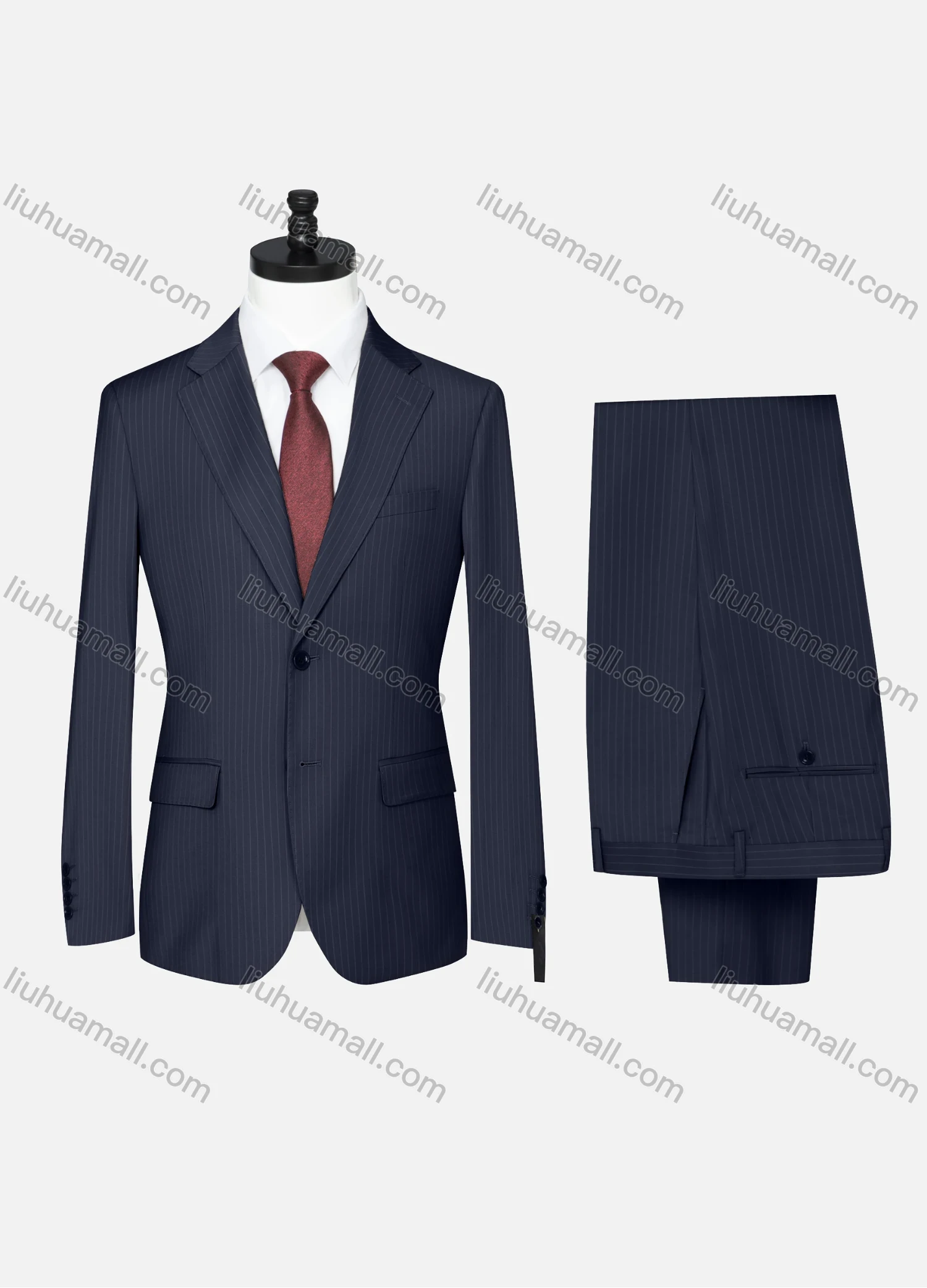 Wholesale Men's Formal Striped Two Button Blazer Jacket & Pants 2 Piece Suit Set 32317# - Liuhuamall