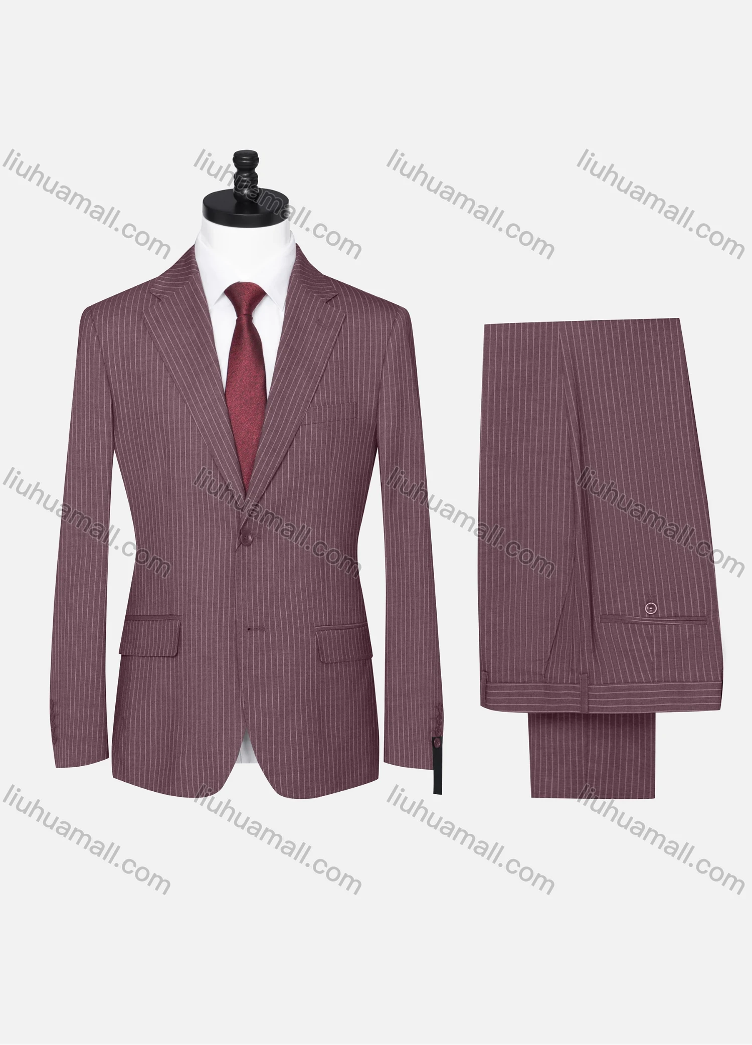 Wholesale Men's Formal Striped Two Button Blazer Jacket & Pants 2 Piece Suit Set X6070# - Liuhuamall