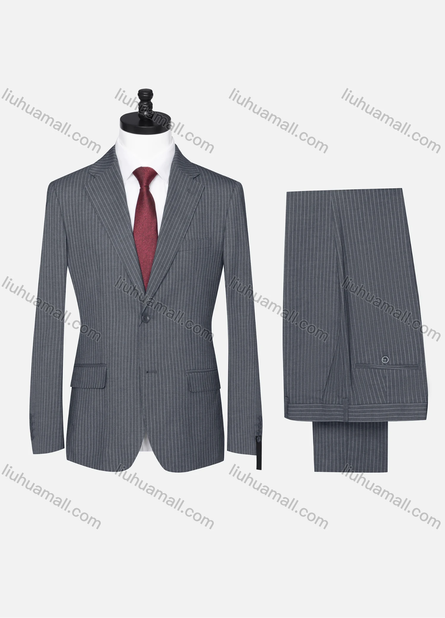 Wholesale Men's Formal Striped Two Button Blazer Jacket & Pants 2 Piece Suit Set X6070# - Liuhuamall