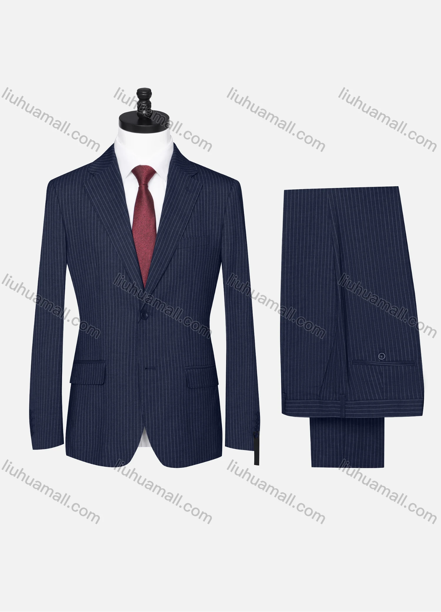 Wholesale Men's Formal Striped Two Button Blazer Jacket & Pants 2 Piece Suit Set X6070# - Liuhuamall