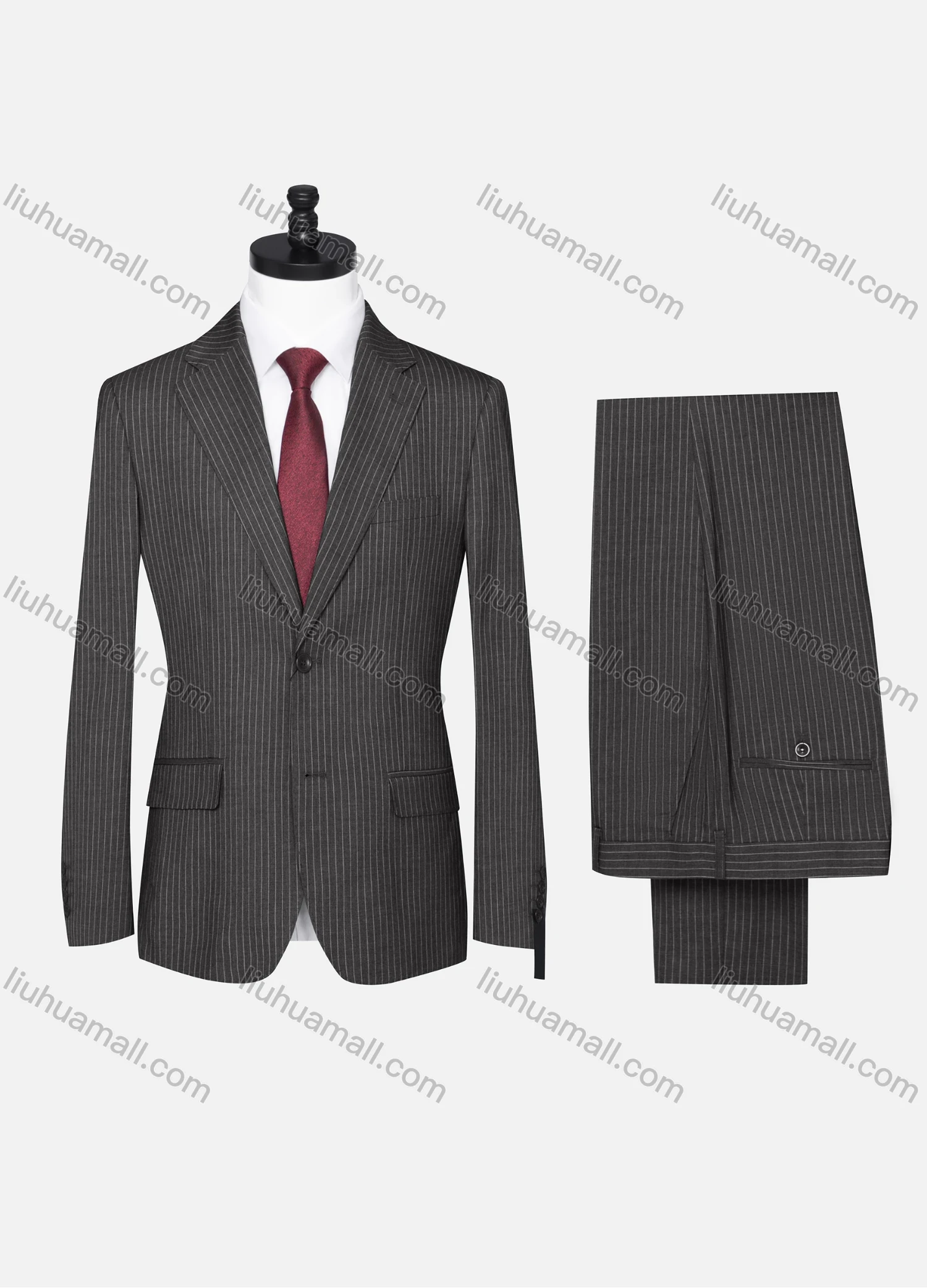 Wholesale Men's Formal Striped Two Button Blazer Jacket & Pants 2 Piece Suit Set X6070# - Liuhuamall