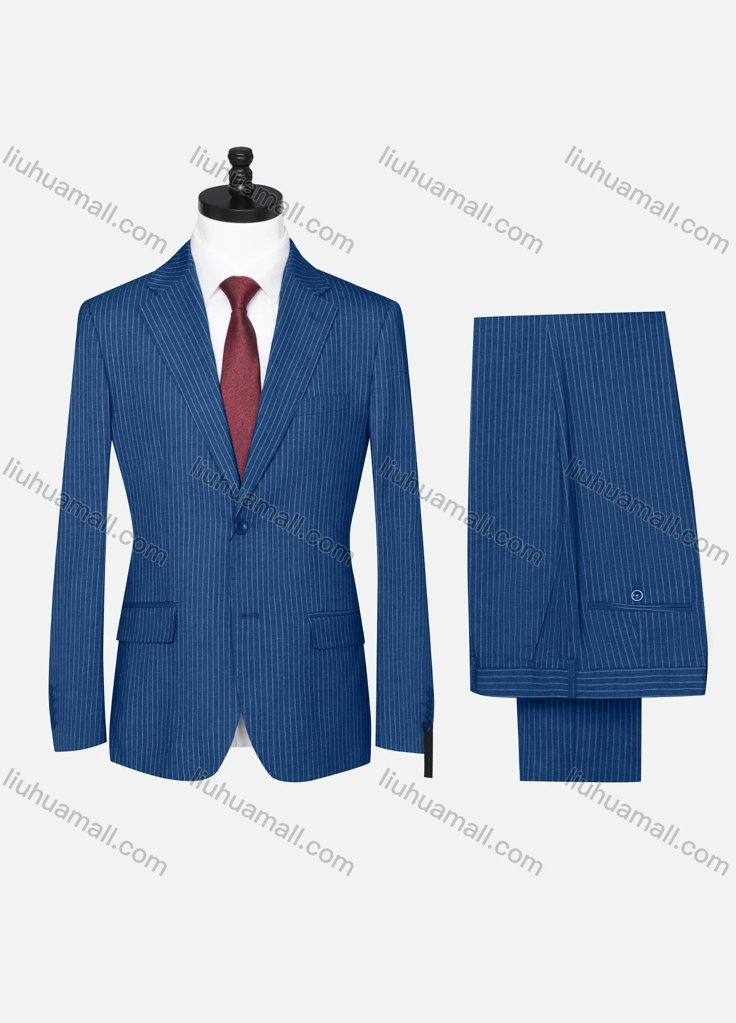 Wholesale Men's Formal Striped Two Button Blazer Jacket & Pants 2 Piece Suit Set X6070# - Liuhuamall